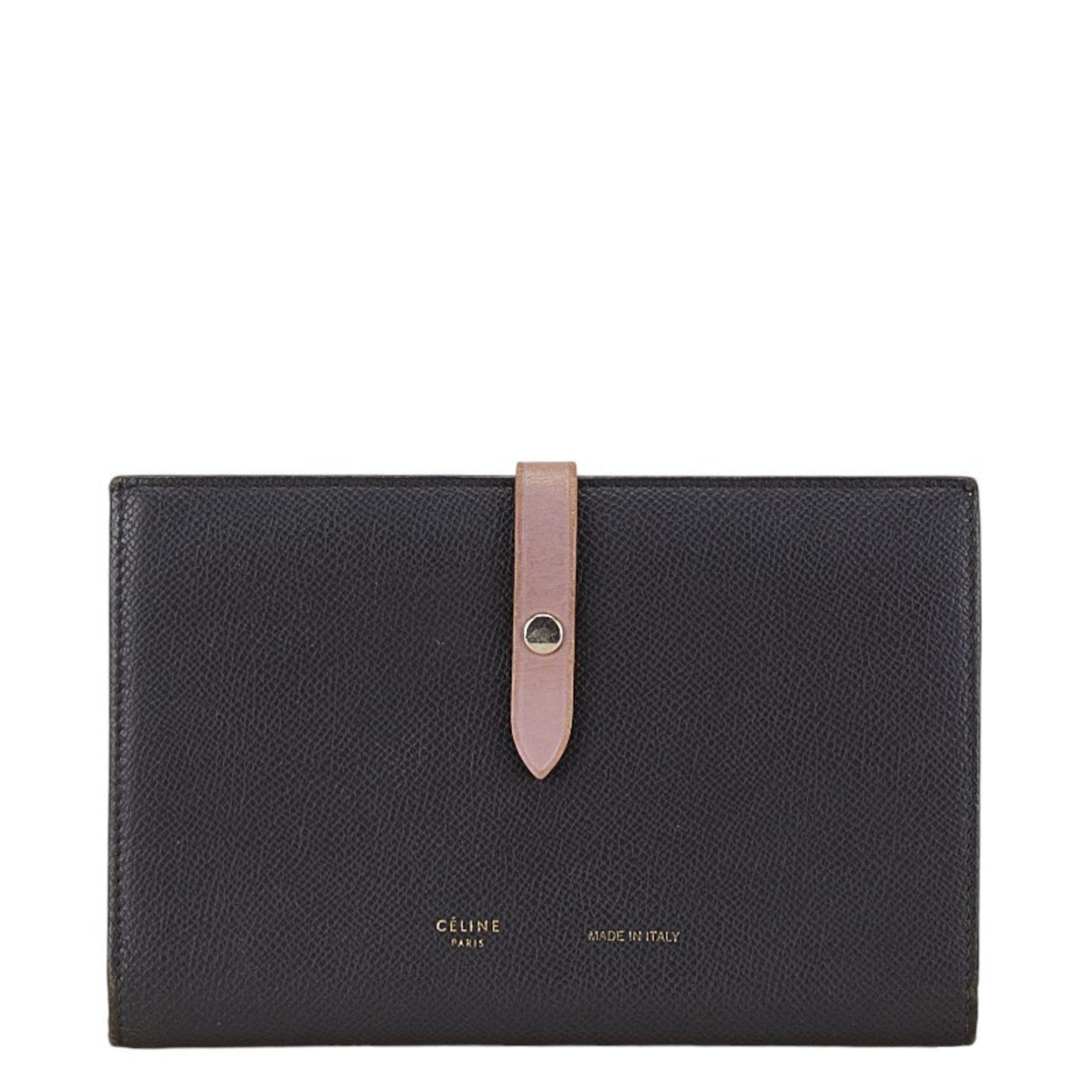 Celine Celine Strap Large Multi Function Long Wallet Navy Purple Leather Women s CELINE Grailed