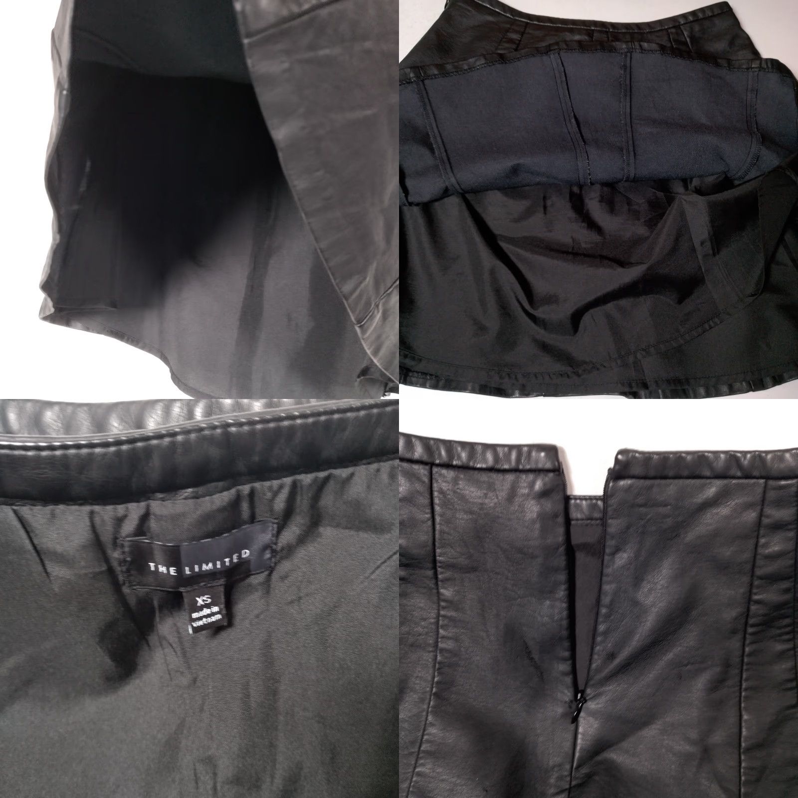 Express Express Skirt XS Black Mini Viscose PU Pleather Faux Leather Skater Biker Sexy Party Casual Womens Size 26" / US 2 / IT 38 - 8 Thumbnail