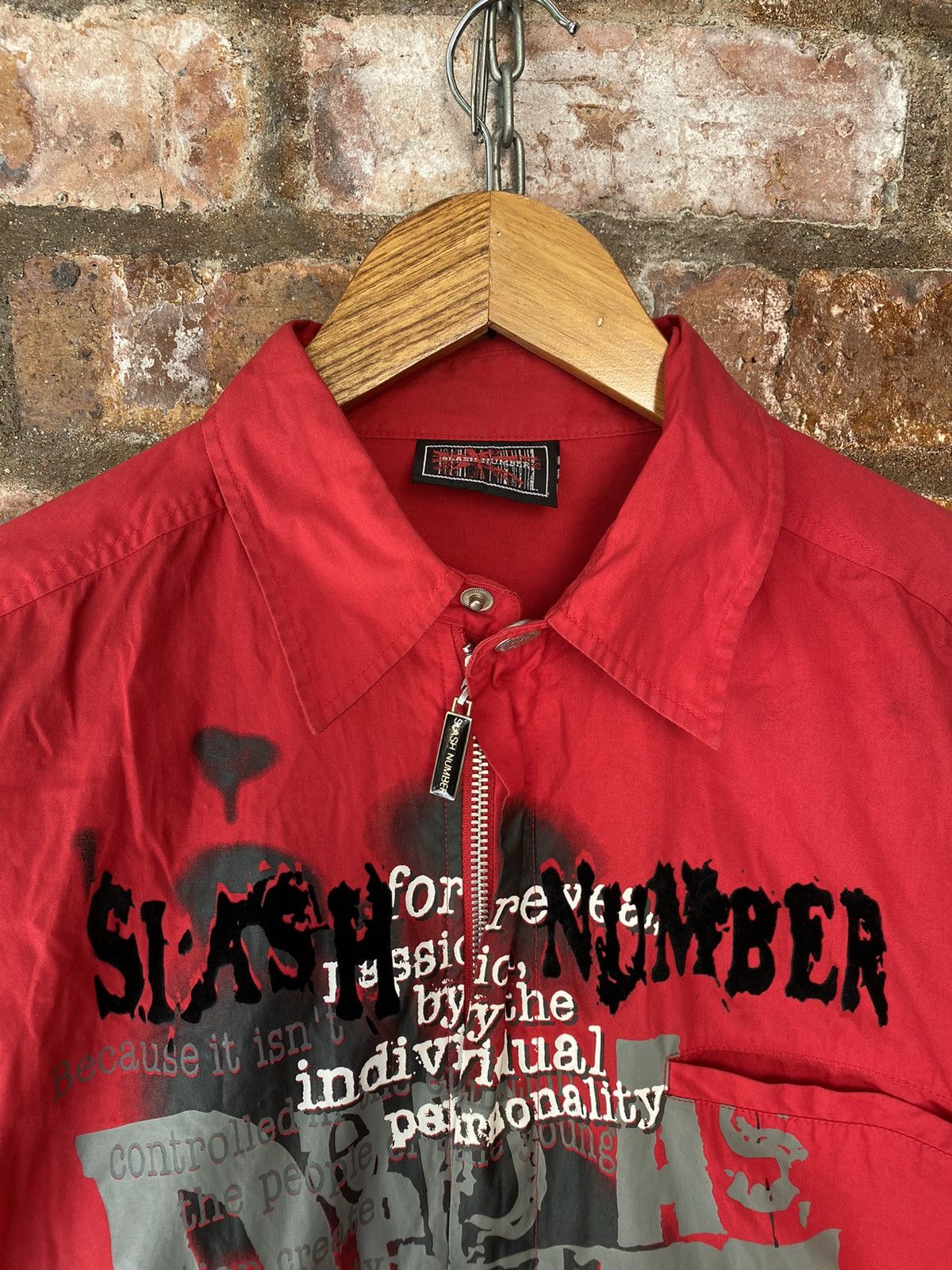 1990s Slash Number Japan Anarchy punk zipper shirt