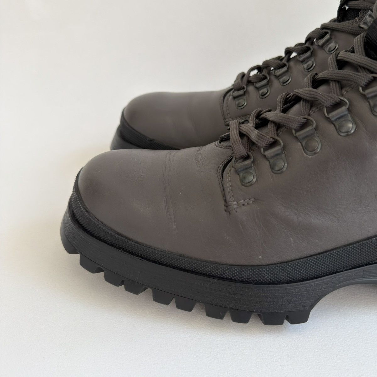Prada Mid 2000s Gray Leather Combat Boots Size US 9 / EU 42 - 3 Thumbnail