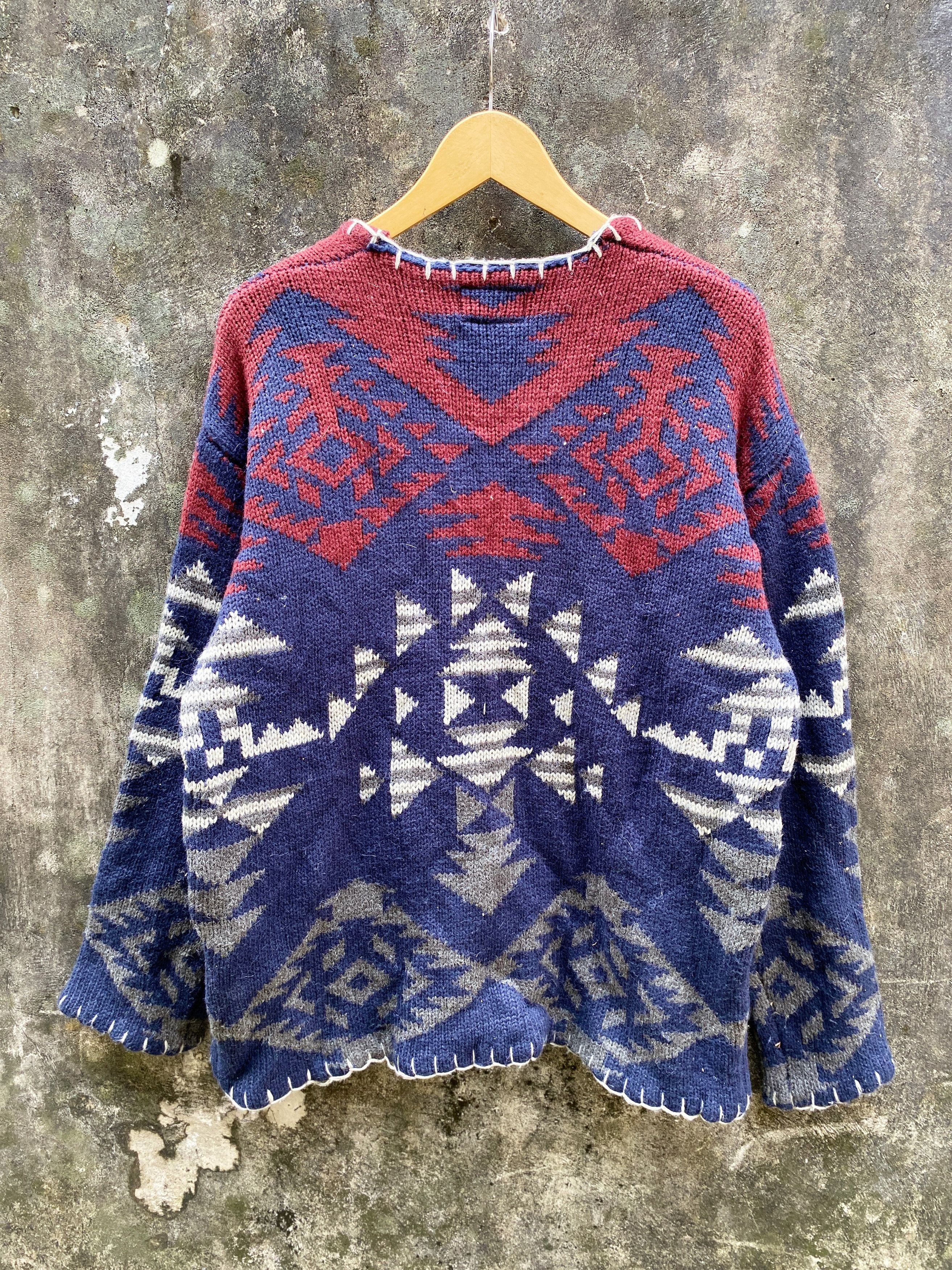Polo Ralph Lauren × Vintage Vintage Hula Lani Aztec Zipper Sweater Size US L / EU 52-54 / 3 - 4 Thumbnail