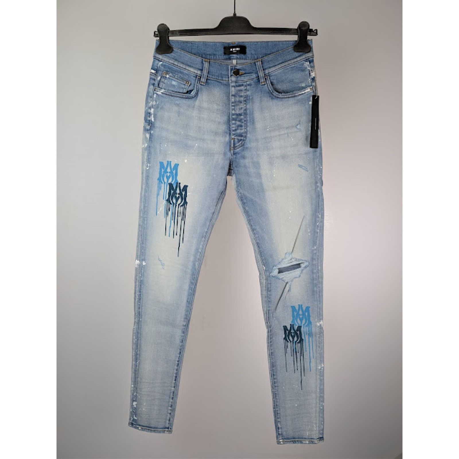 Amiri o1rshd1 MA Drip Skinny Denim Jeans in Light Indigo Size US 36 / EU 52 - 1 Thumbnail