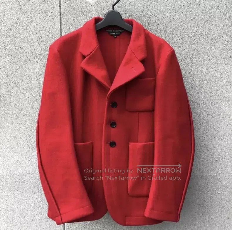 Comme des Garcons Comme Des Garcons Red Woolen Blazer Coat Size US M / EU 48-50 / 2 - 4 Thumbnail