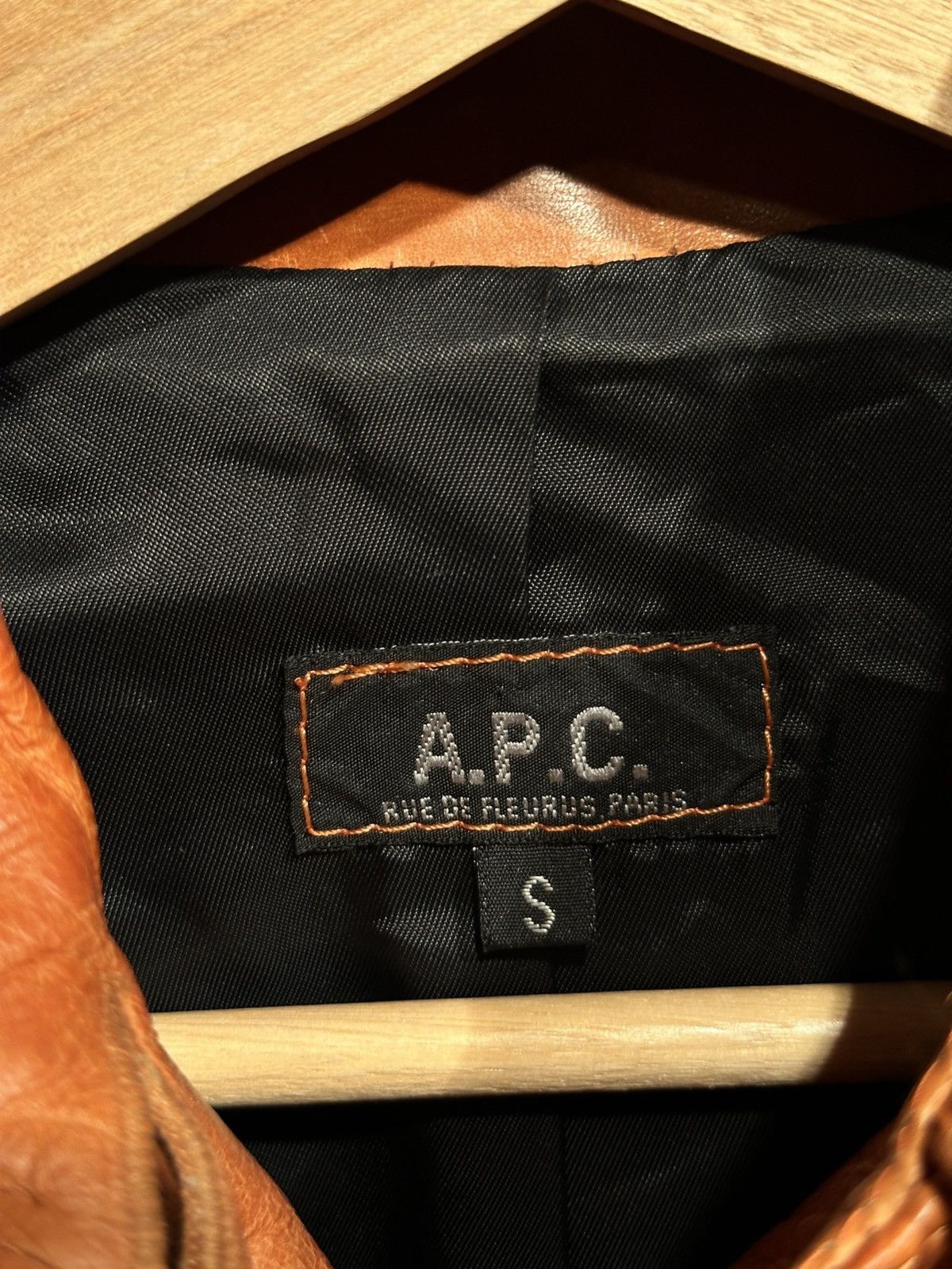 Vintage A.P.C Leather Jacket in Orange, Women's (Size S) — image 3 of 5