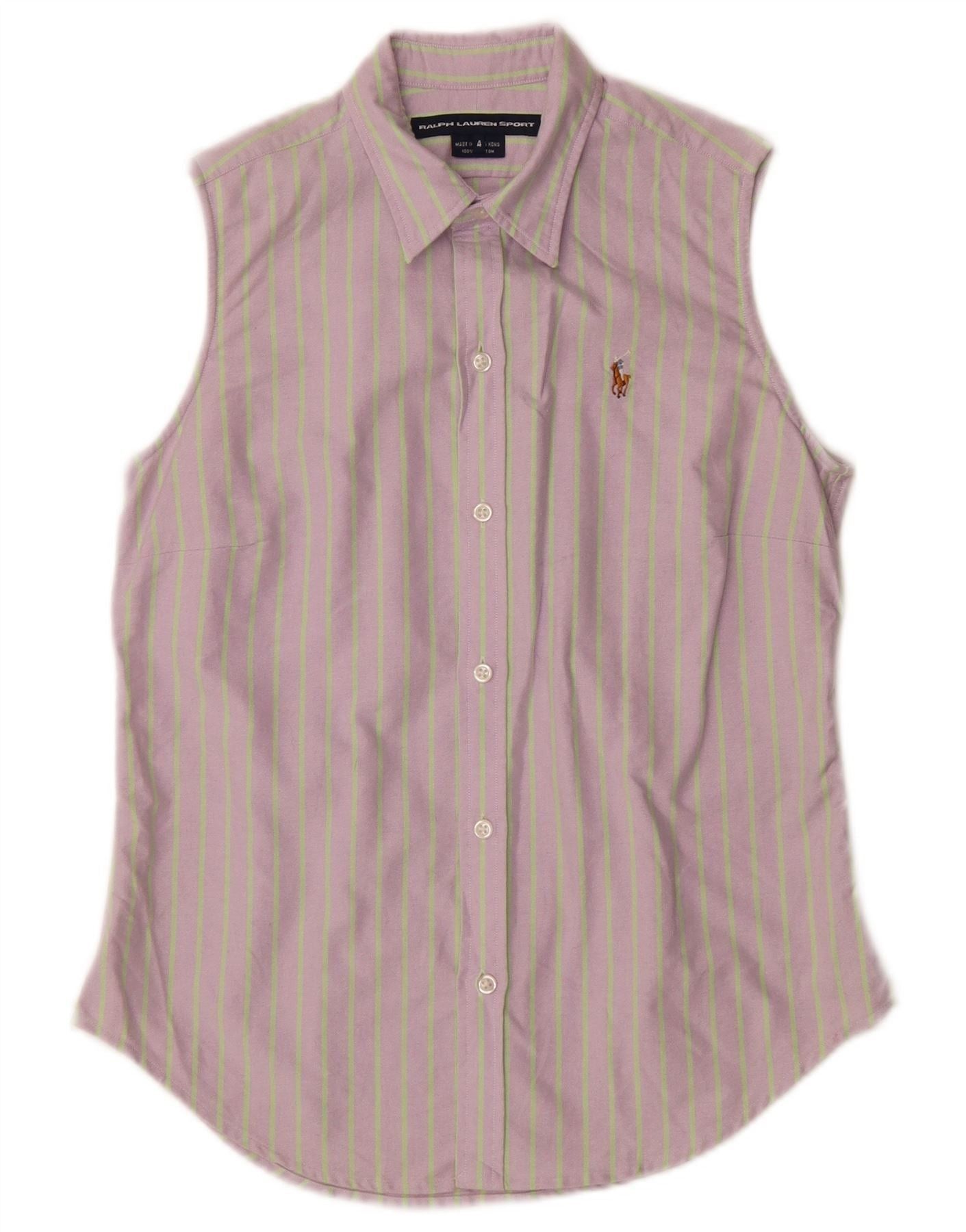 Ralph Lauren Womens Sleeveless Shirt US 4 Small Purple Striped Cotton Size XS / US 0-2 / IT 36-38 - 1 Thumbnail