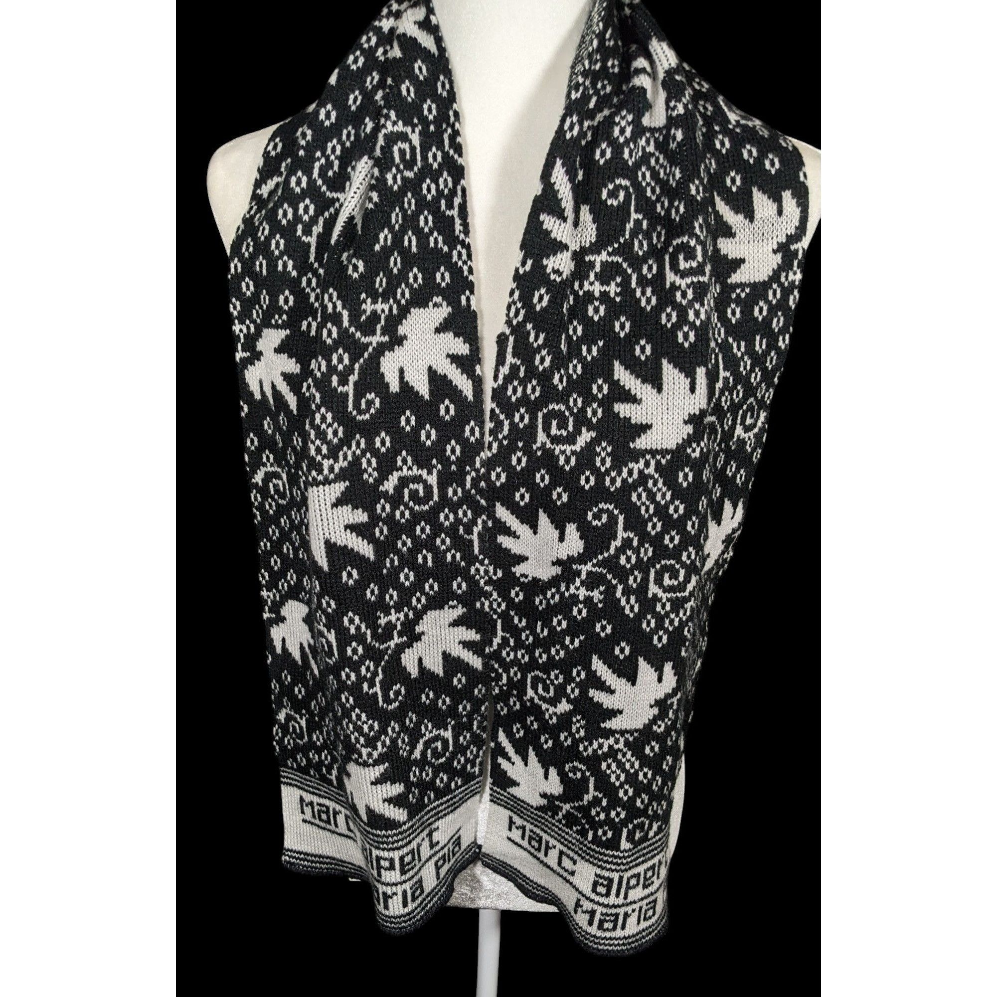 Other Marc Alpert Maria Pia Black And White Leaf Scarf Size ONE SIZE - 1 Thumbnail