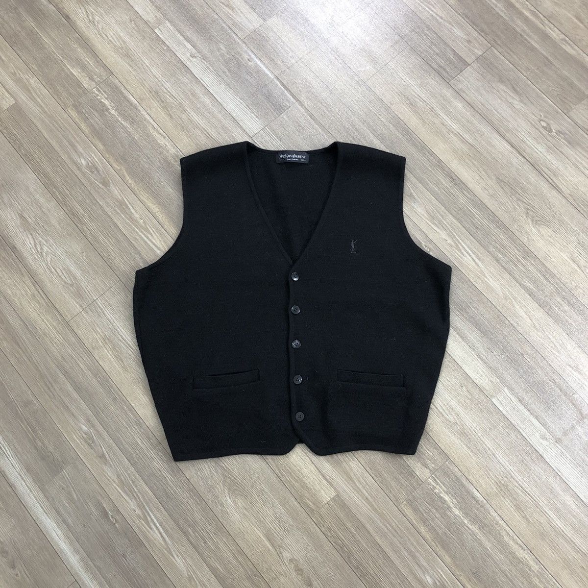 Vintage Yves Saint Laurent YSL Italian Designer Black Vest