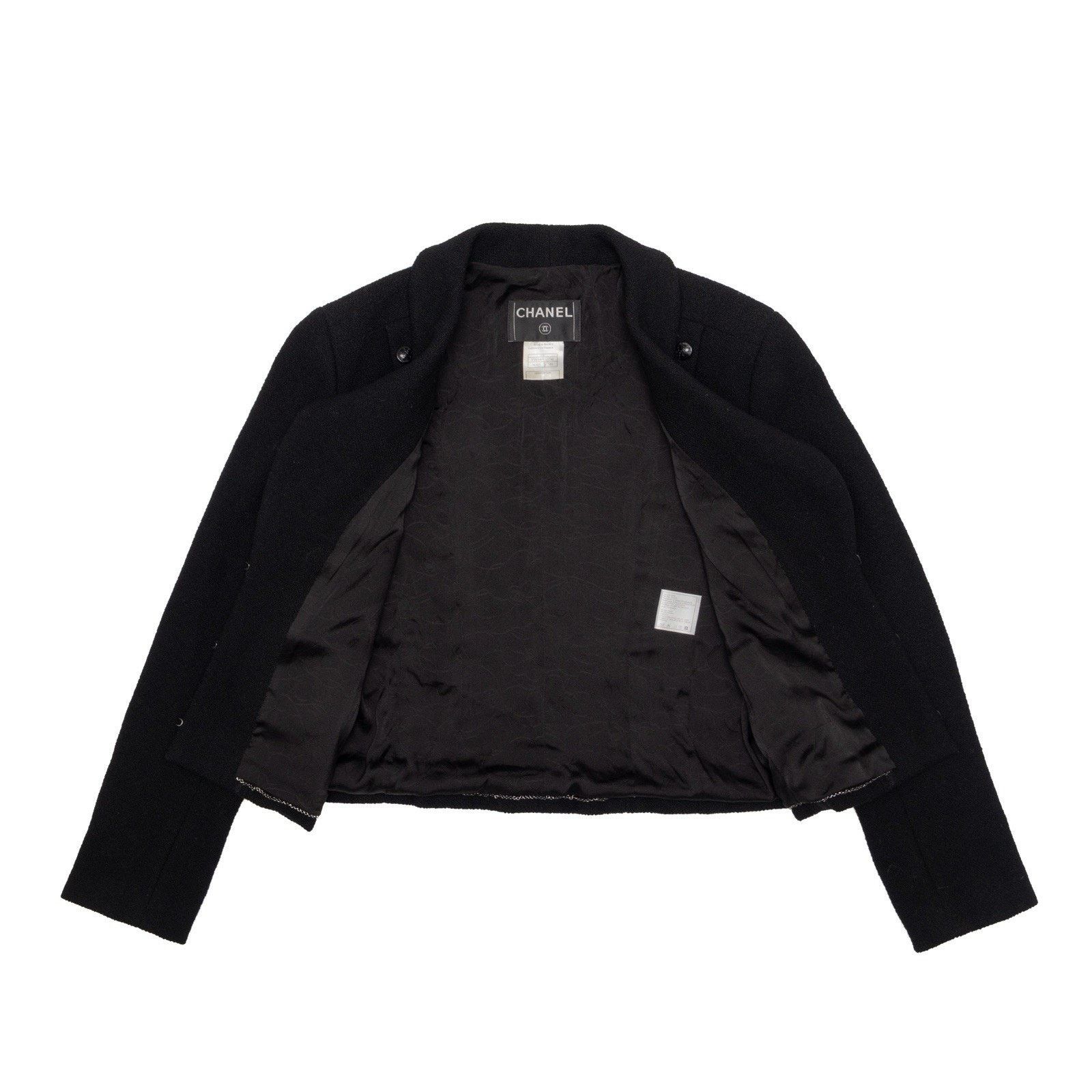 Chanel CHANEL Cropped Bouclé Camélia Double Breasted Wool Jacket Size L / US 10 / IT 46 - 7 Thumbnail