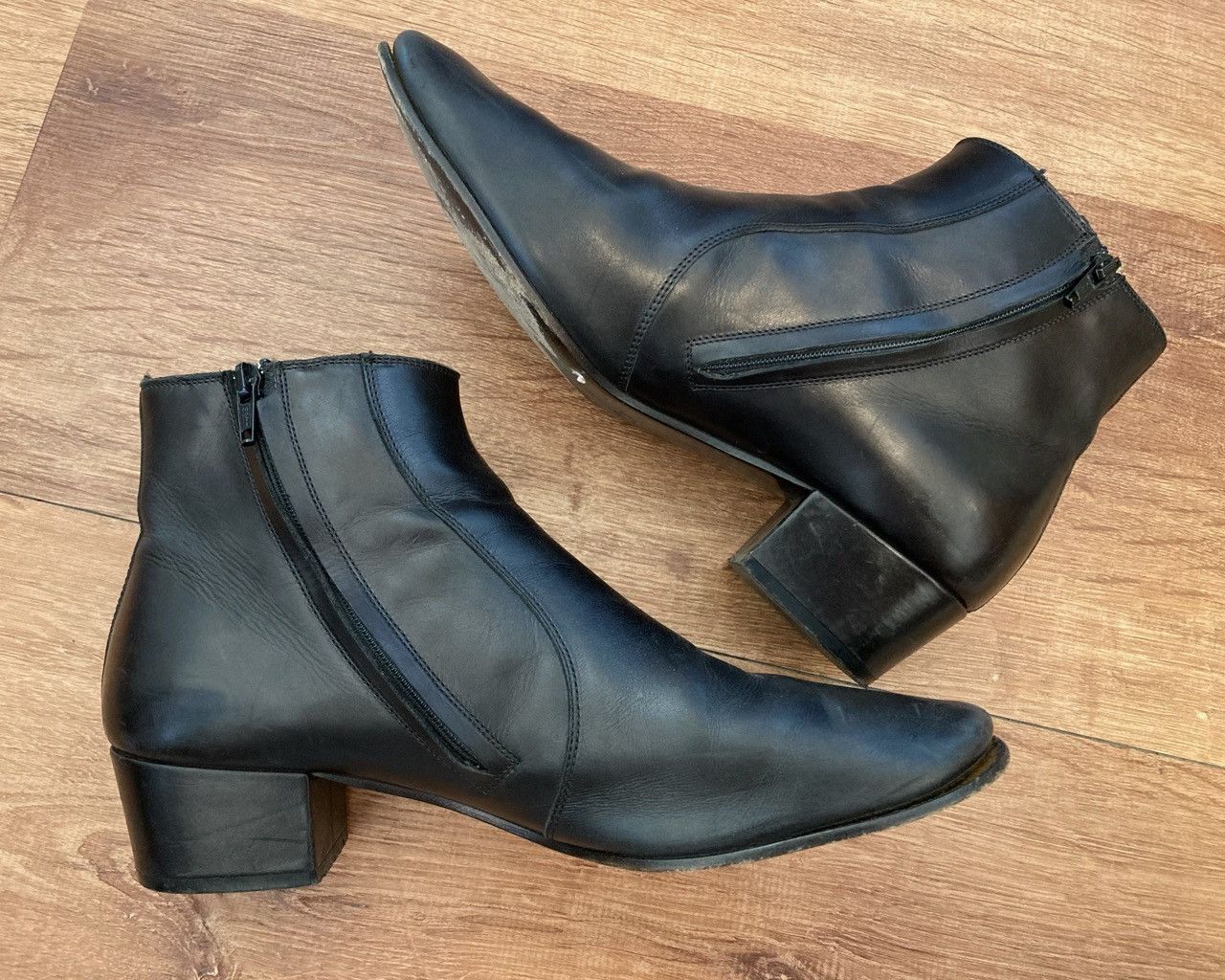 Dior × Hedi Slimane SS07 Cropped Leather Boots w/ Heels Size US 9.5 / EU 42-43 - 5 Thumbnail