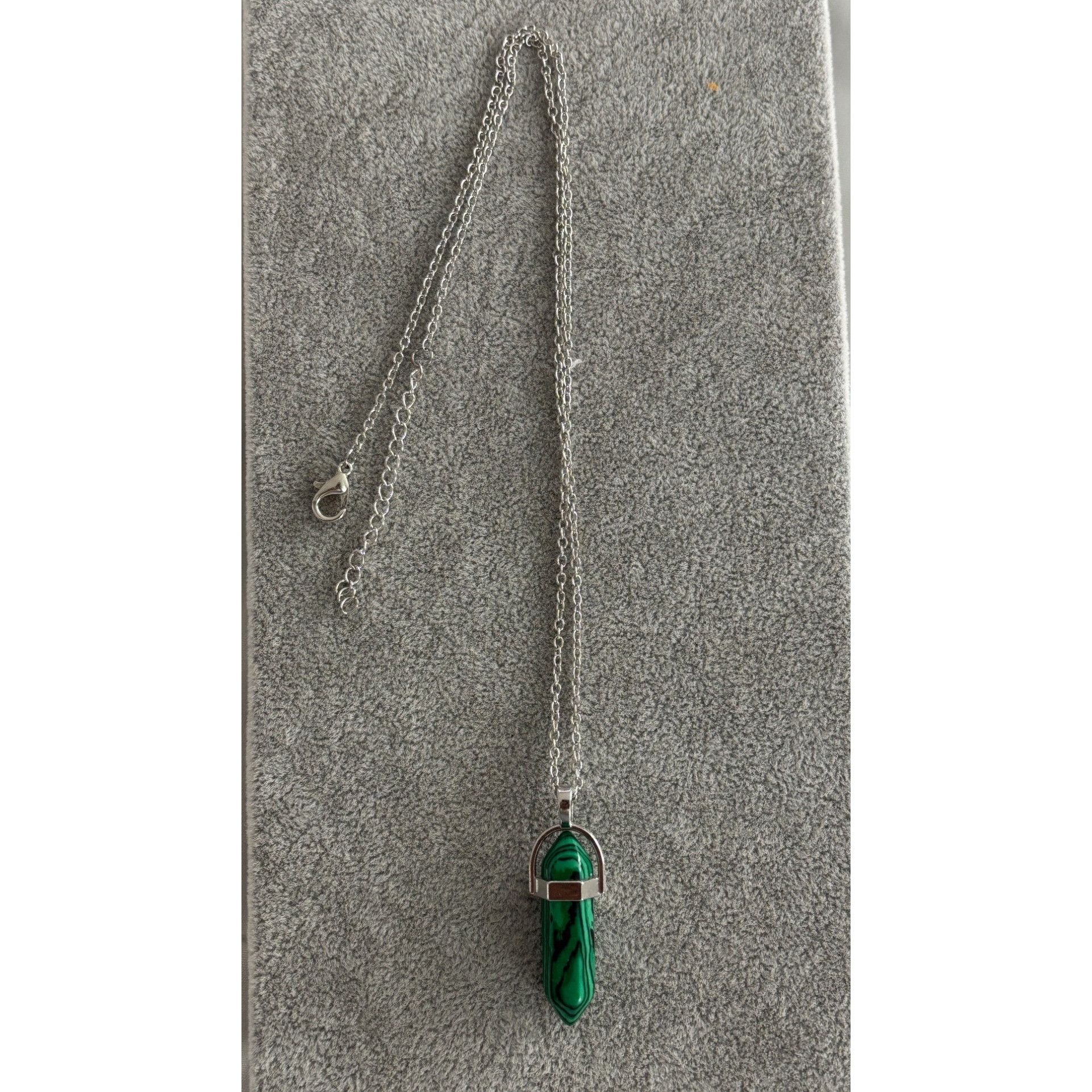 Other Green Malachite Crystal Pendant Necklace With Silver-Tone Ch Size ONE SIZE - 2 Thumbnail