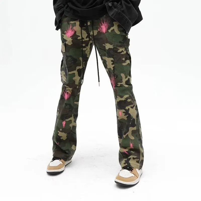 Camouflage Baggy Cargo Flare Pants