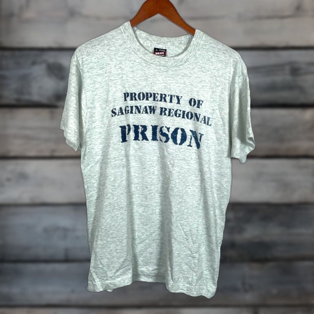 Fruit Of The Loom 90s Michigan Prison Property T-Shirt Adult Large Heather Gray Single Stitch Size US L / EU 52-54 / 3 - 1 Thumbnail