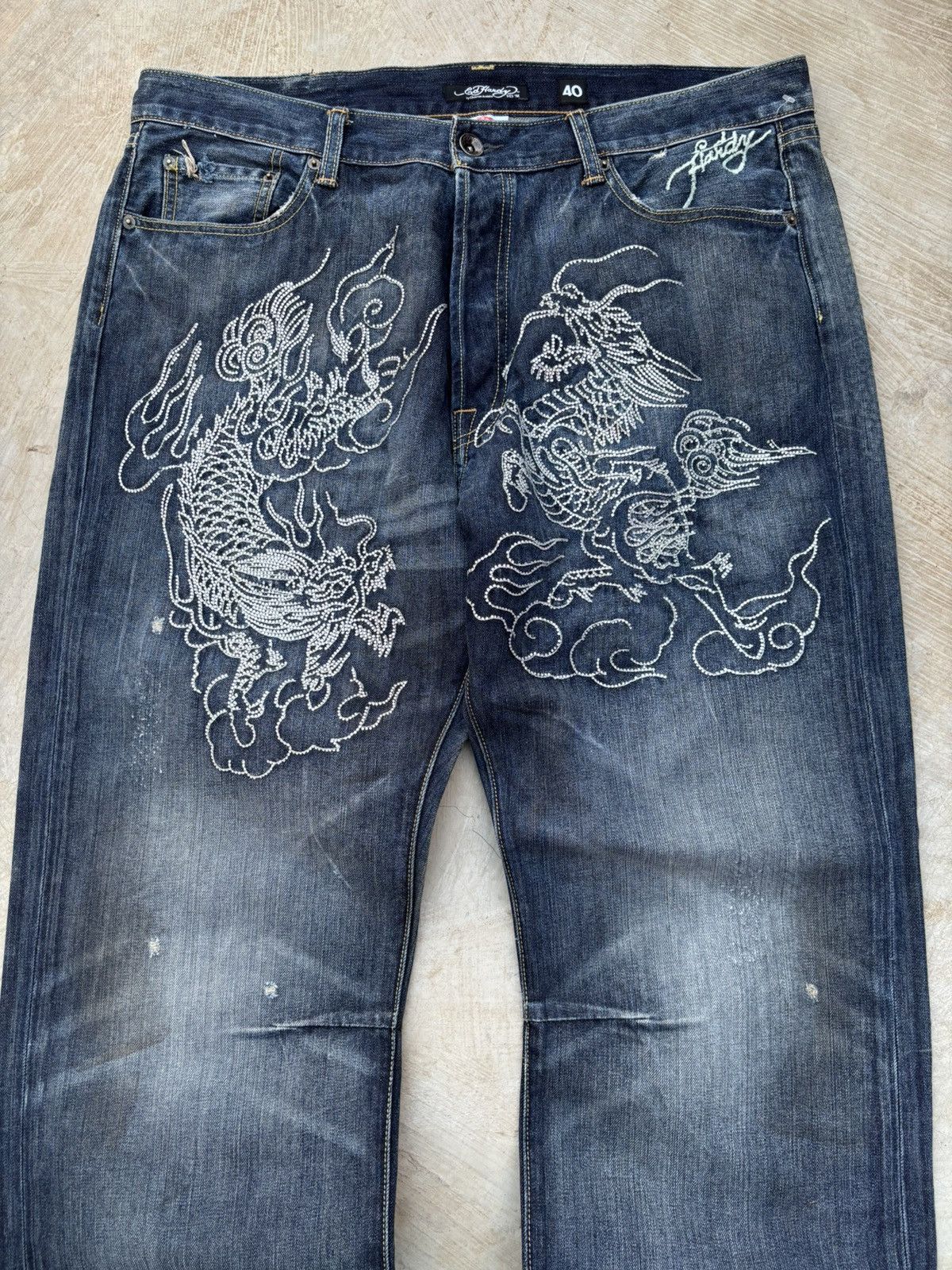 Ed Hardy Vintage 00s Edhardy Studded spellout Jeans Size US 40 / EU 56 - 3 Thumbnail