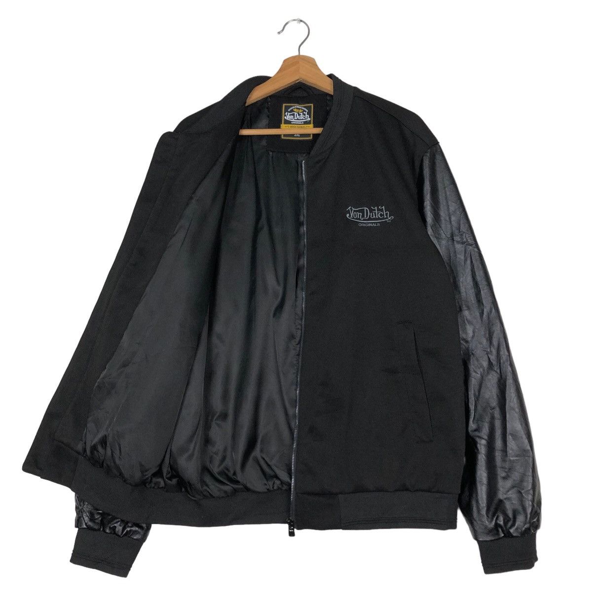Japanese Brand 🔥Vintage Biker Jacket Von Dutch Leather Handling Big Logo Size US XXL / EU 58 / 5 - 11 Thumbnail