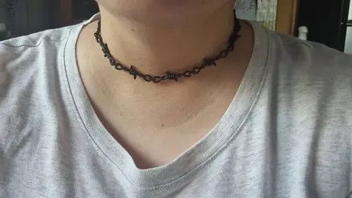 Jewelry Unisex Small Black Barbed Wire Choker Necklace Size ONE SIZE - 4 Thumbnail