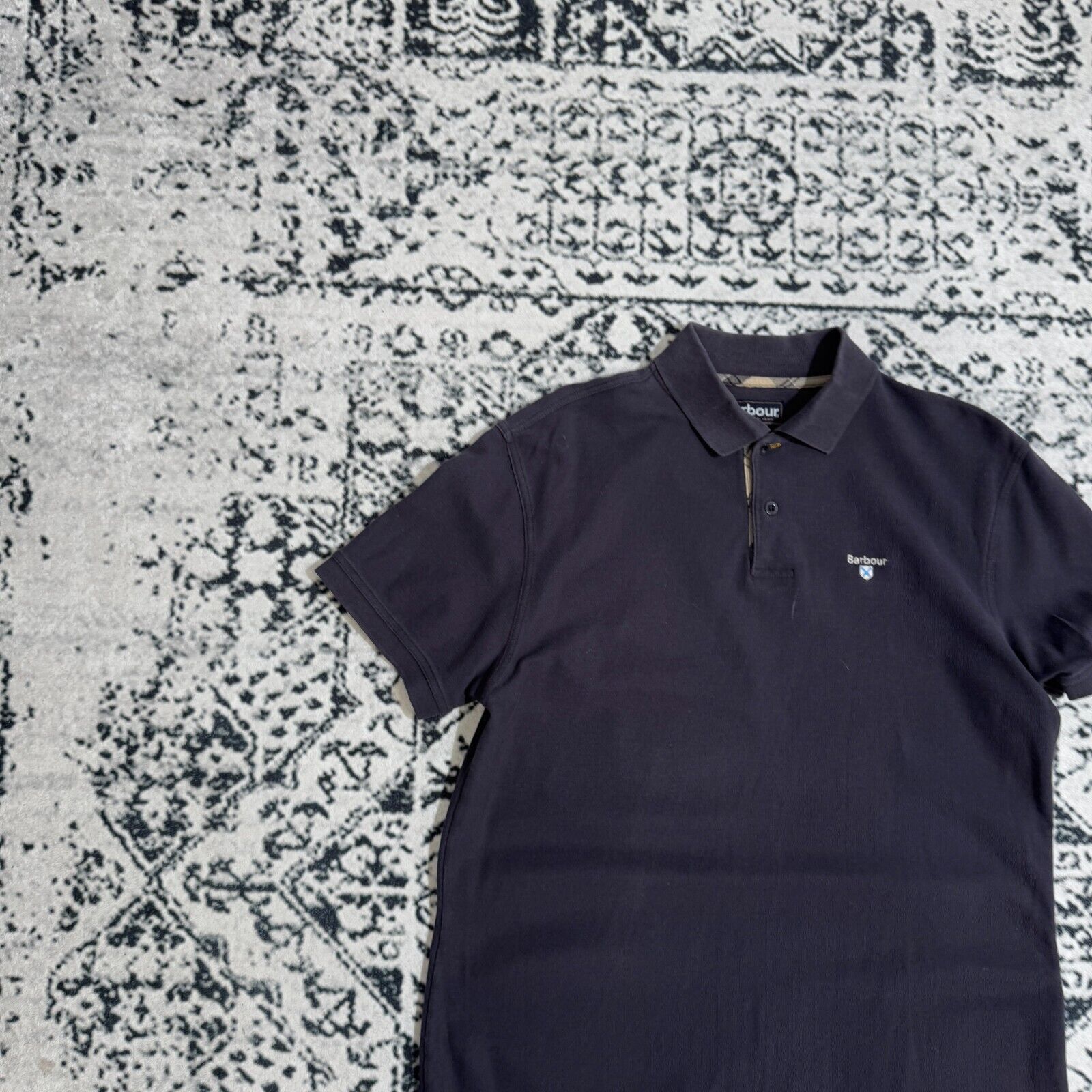Barbour × Vintage Vintage Barbour Unisex Navy Cotton Polo Shirt Size L Y2K 90s Size US L / EU 52-54 / 3 - 4 Thumbnail