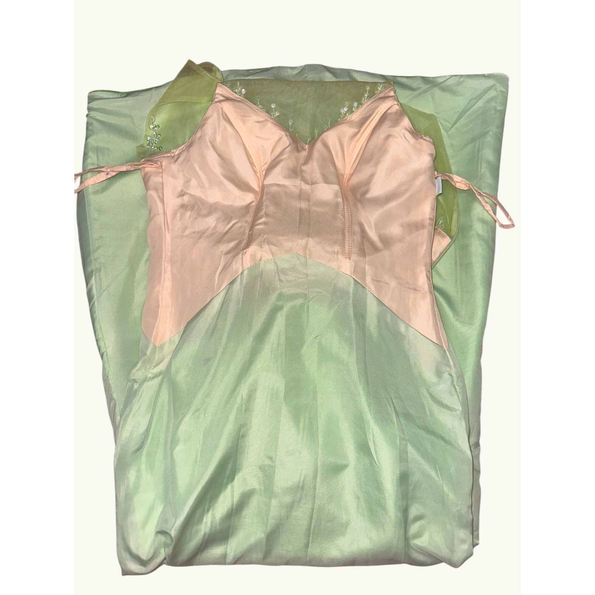 Other Appliqué Green Beaded Evening Gown Sheer Bodice Embellished Size S / US 4 / IT 40 - 7 Thumbnail