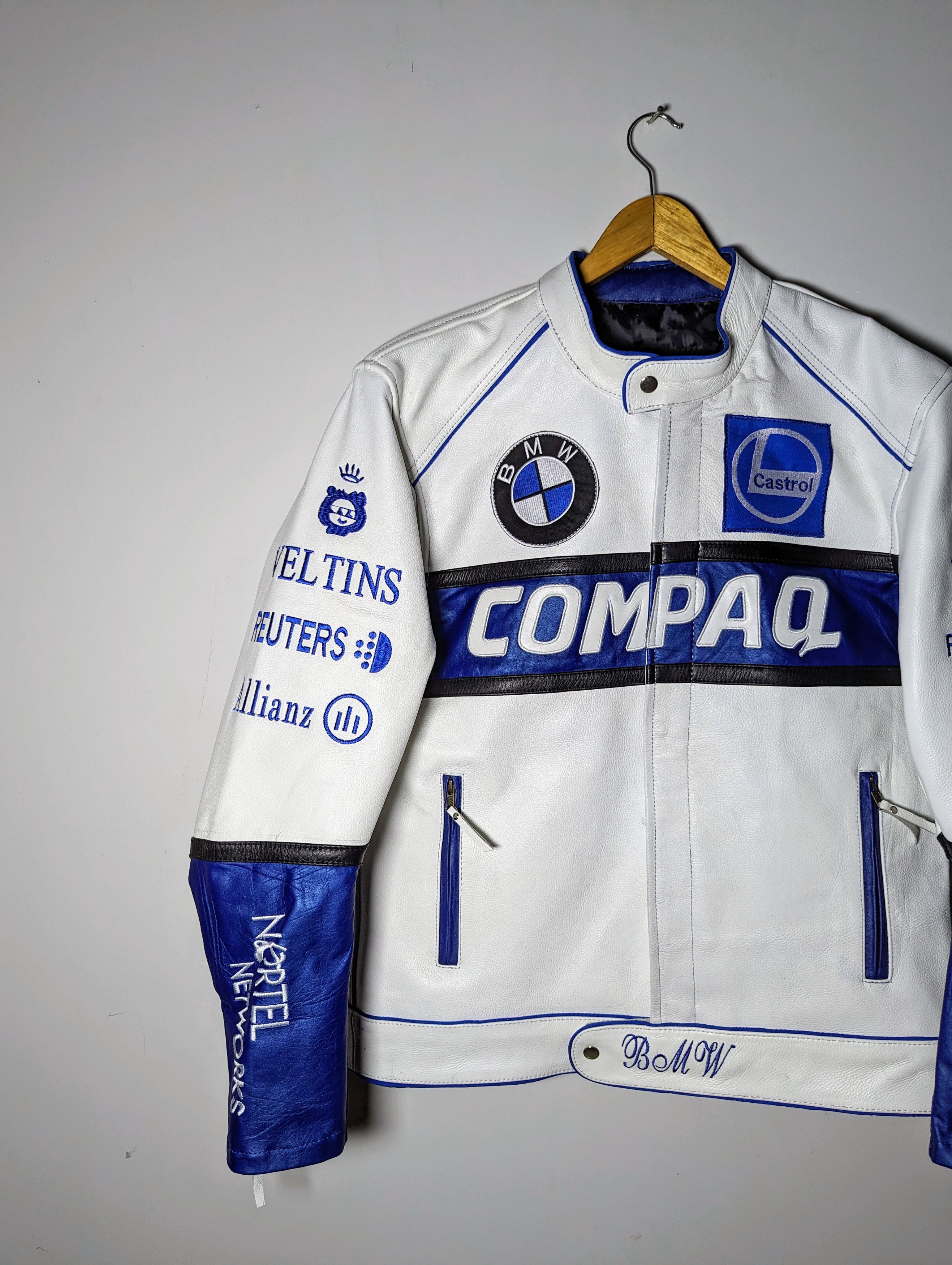 Other 🔥 BMW 💀COMPAQ 90s RACING LEATHER JACKET VINTAGE STREETWEAR Size US XXL / EU 58 / 5 - 3 Thumbnail