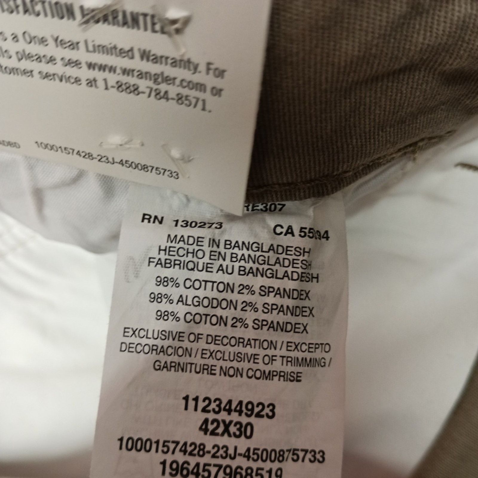 Wrangler Wrangler Regular Fit Cargo Pants Men’s Size 42x30 Beige Size US 42 / EU 58 - 6 Thumbnail