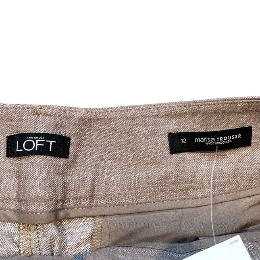Ann Taylor Ann Taylor Loft Marisa Trouser Dress Pants Womens 12 Linen Rayon Straight NWT Brown Heather Casual Workwear Dress Pants Womens 12 Mens Women Size 34" / US 12 / IT 48 - 6 Thumbnail