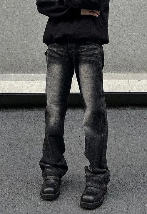 VIBE Black Washed Stacked Flare Denim Jeans