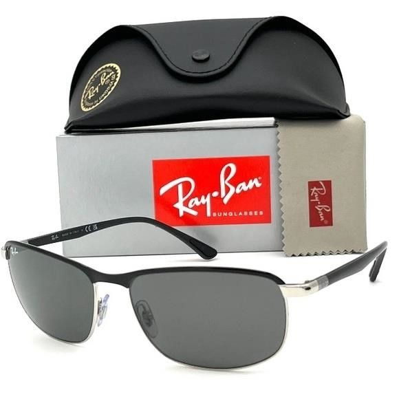 RayBan Ray Ban RB3671 9144B1 Black on Silver / Dark Gray 60mm Size ONE SIZE - 1 Thumbnail