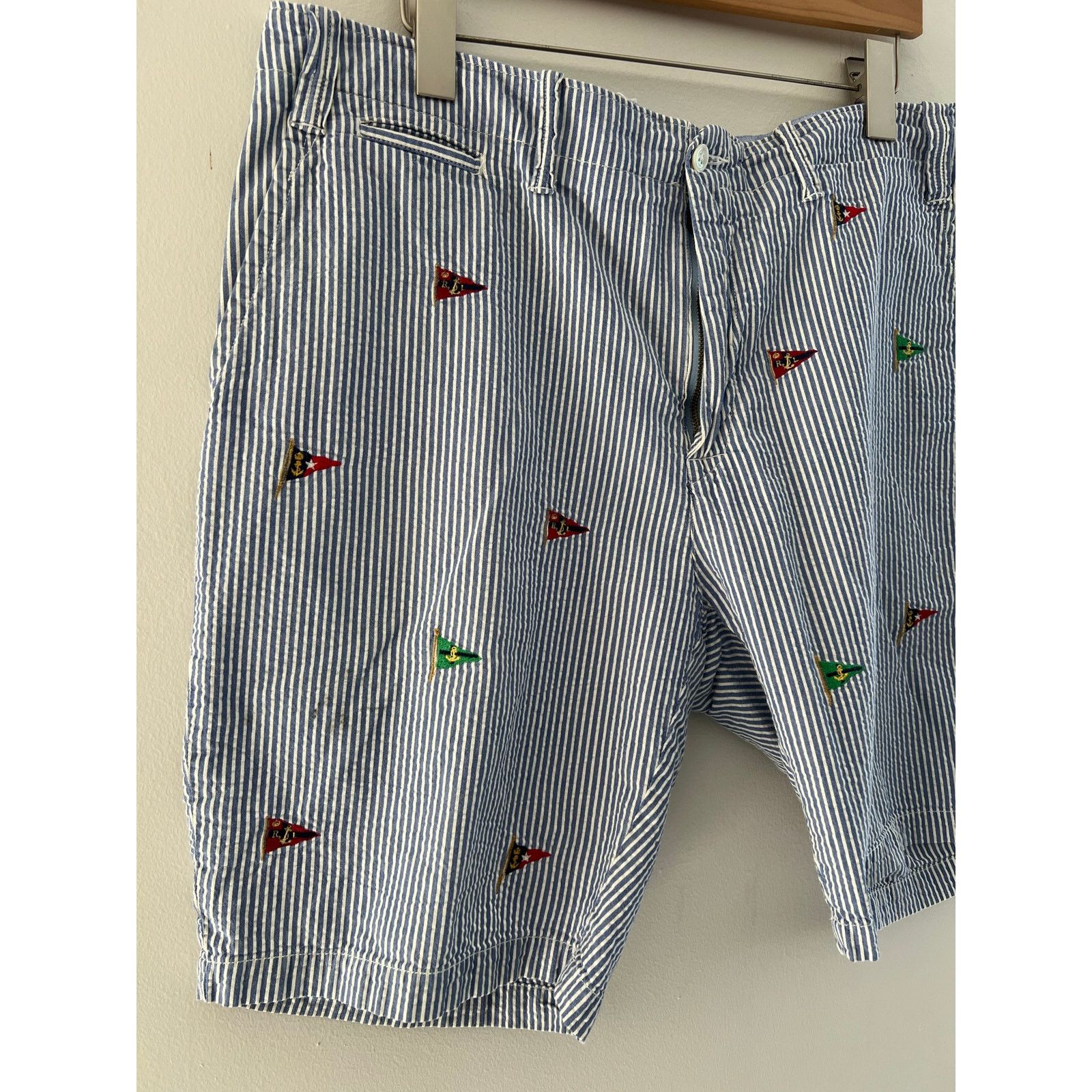 Polo Ralph Lauren Polo Ralph Seersucker Nautical Flag Classic Fit Shorts 38 Size US 38 / EU 54 - 2 Thumbnail