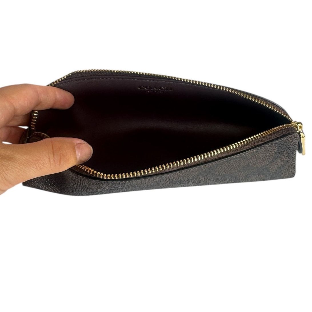 Coach Coach Pencil Case In Signature Canvas in Gold/Walnut/Black Size ONE SIZE - 3 Thumbnail