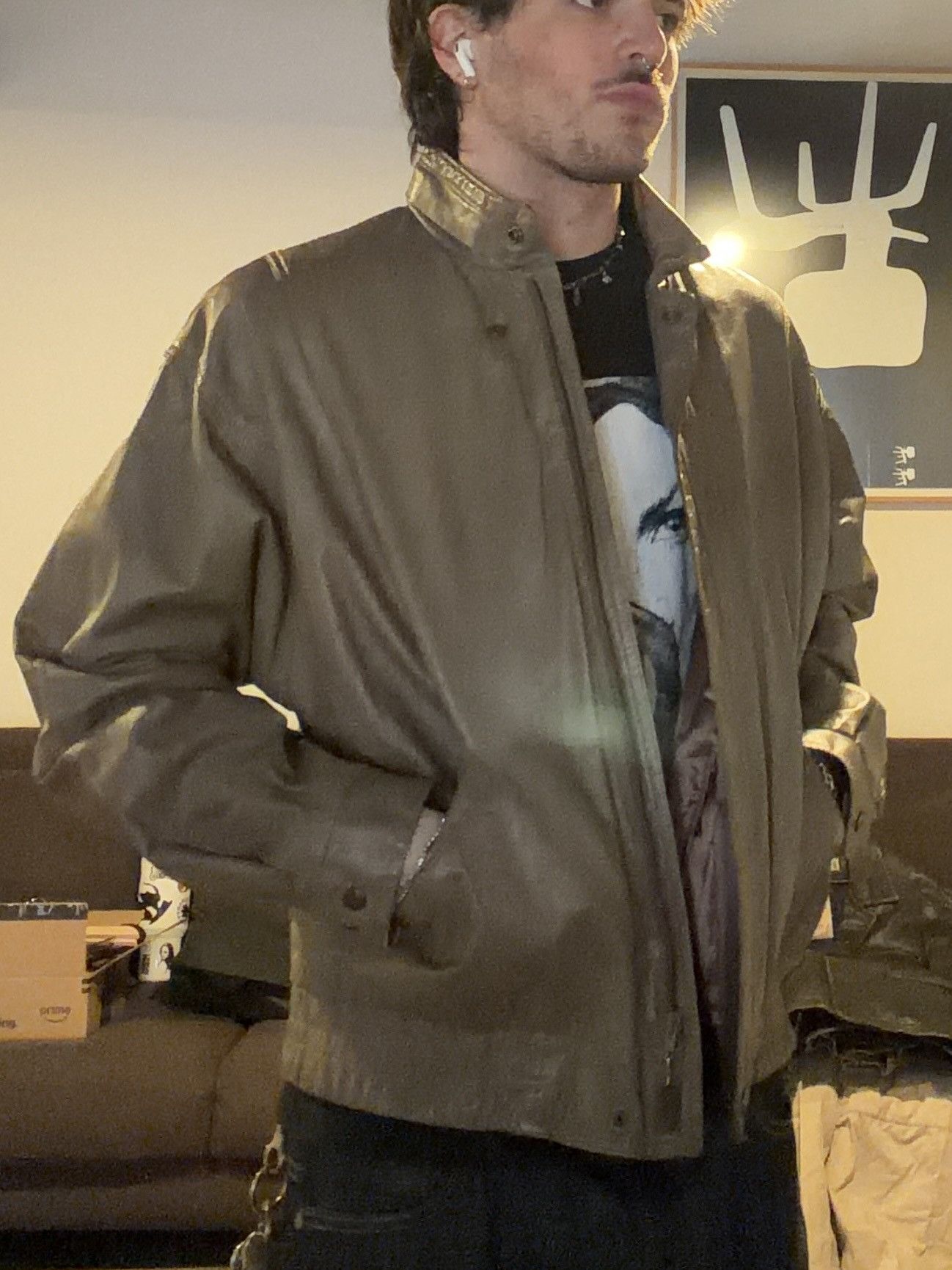 Vintage Vintage winning edge beige leather bomber jacket Size US L / EU 52-54 / 3 - 2 Thumbnail