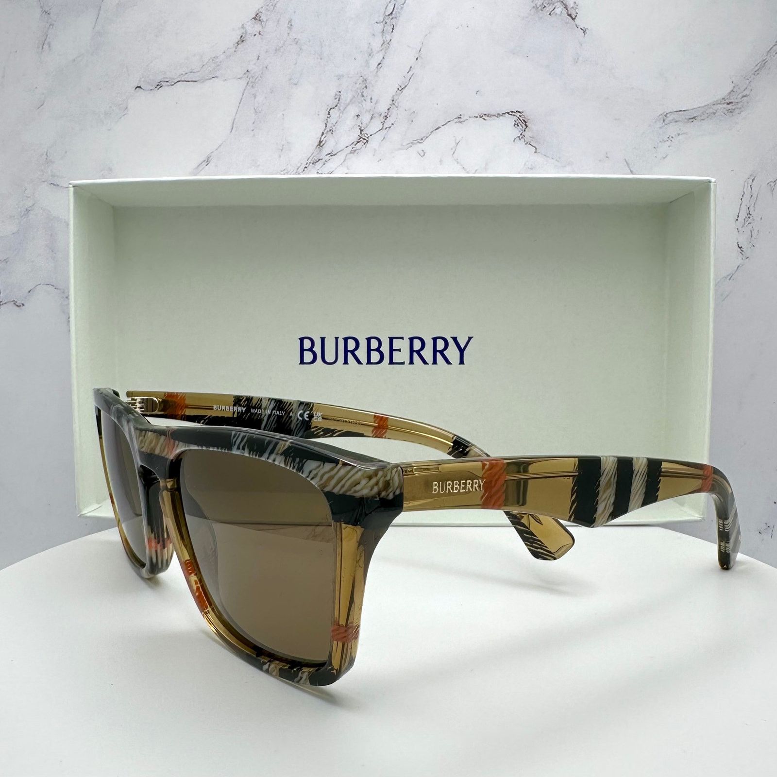Burberry Burberry New Sunglasses Brown Black Square Classic Check Size ONE SIZE - 13 Thumbnail