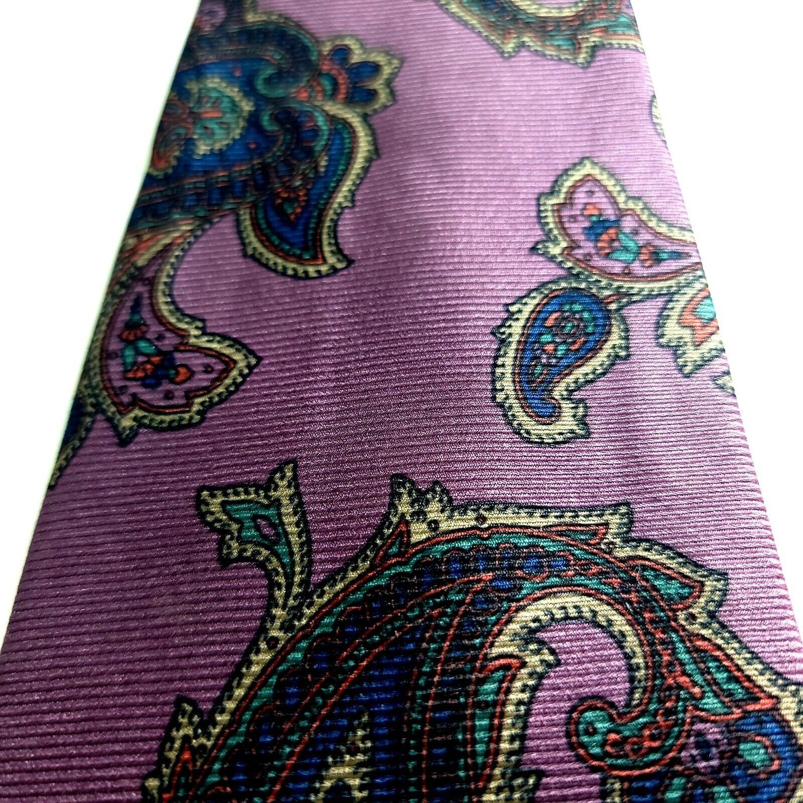 Designer Chuck Hines Barrington Purple Paisley Woven Silk Tie Size ONE SIZE - 2 Thumbnail