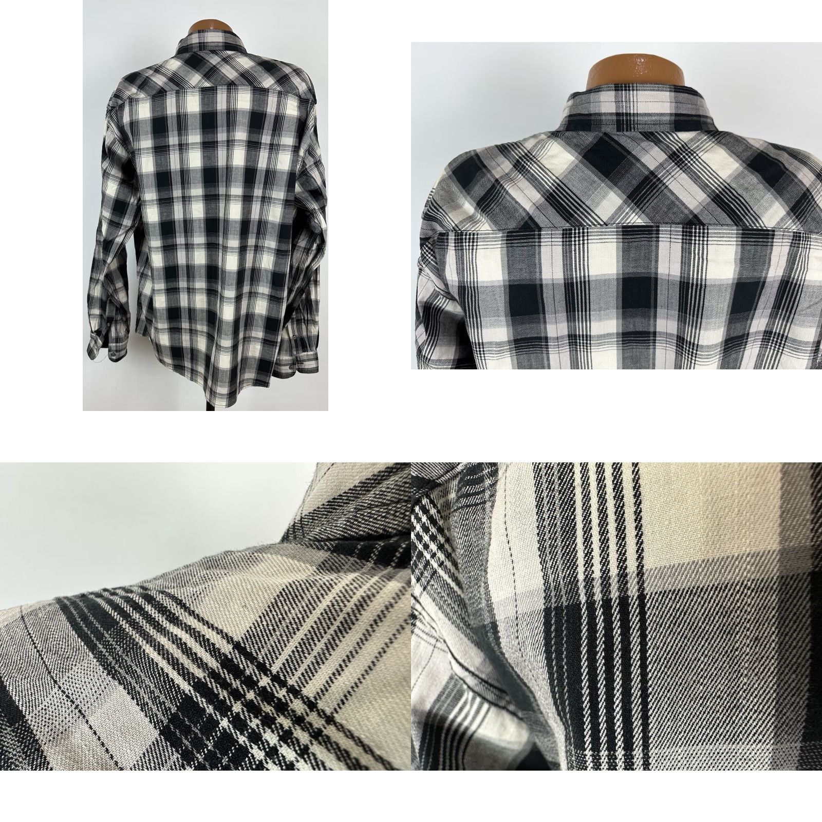 Wrangler Wrangler Flex For Comfort Shirt Men 2XL Black Plaid Casual Work Stretch Button-Up Long Sleeve Shirt Mens Size US XXL / EU 58 / 5 - 8 Thumbnail