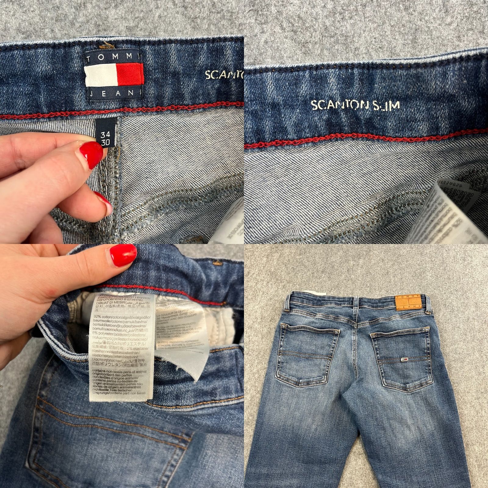 Tommy Hilfiger Tommy Hilfiger Jeans Slim Scanton 32 30 Mid Wash Blue Whiskers Stretch Logo Mens Denim 5-Pocket Style Tapered Blue Jeans Regular Size US 32 / EU 48 - 8 Thumbnail