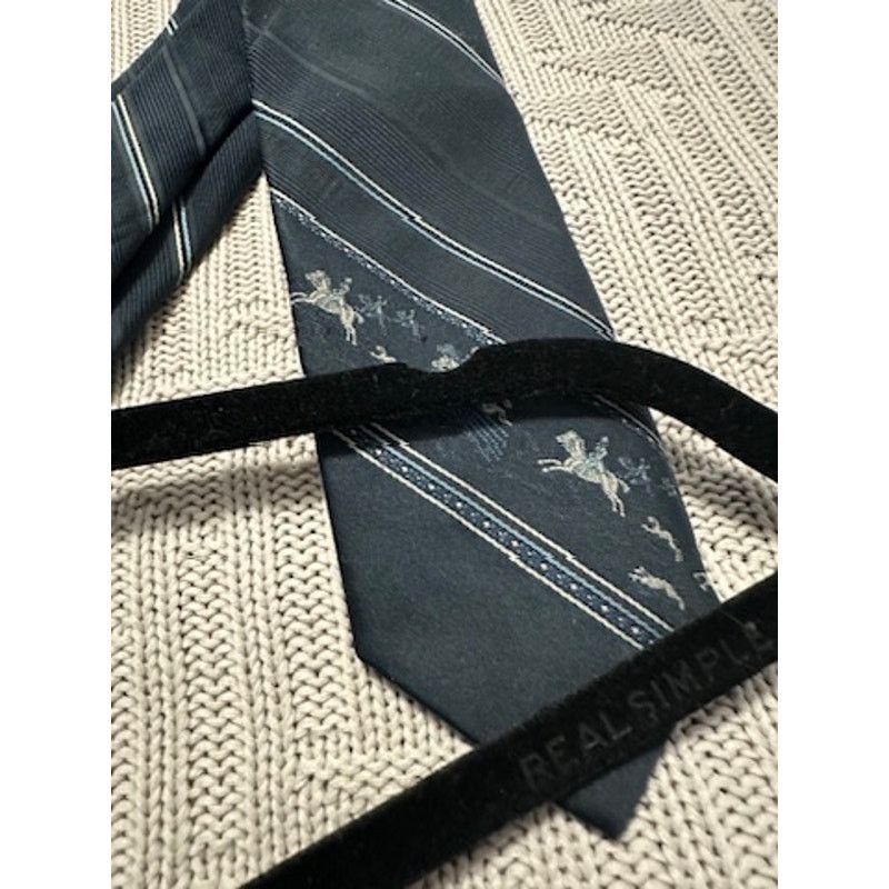 Other Vintage Le Dauphin navy foxhunting horses motif tie Size ONE SIZE - 3 Thumbnail
