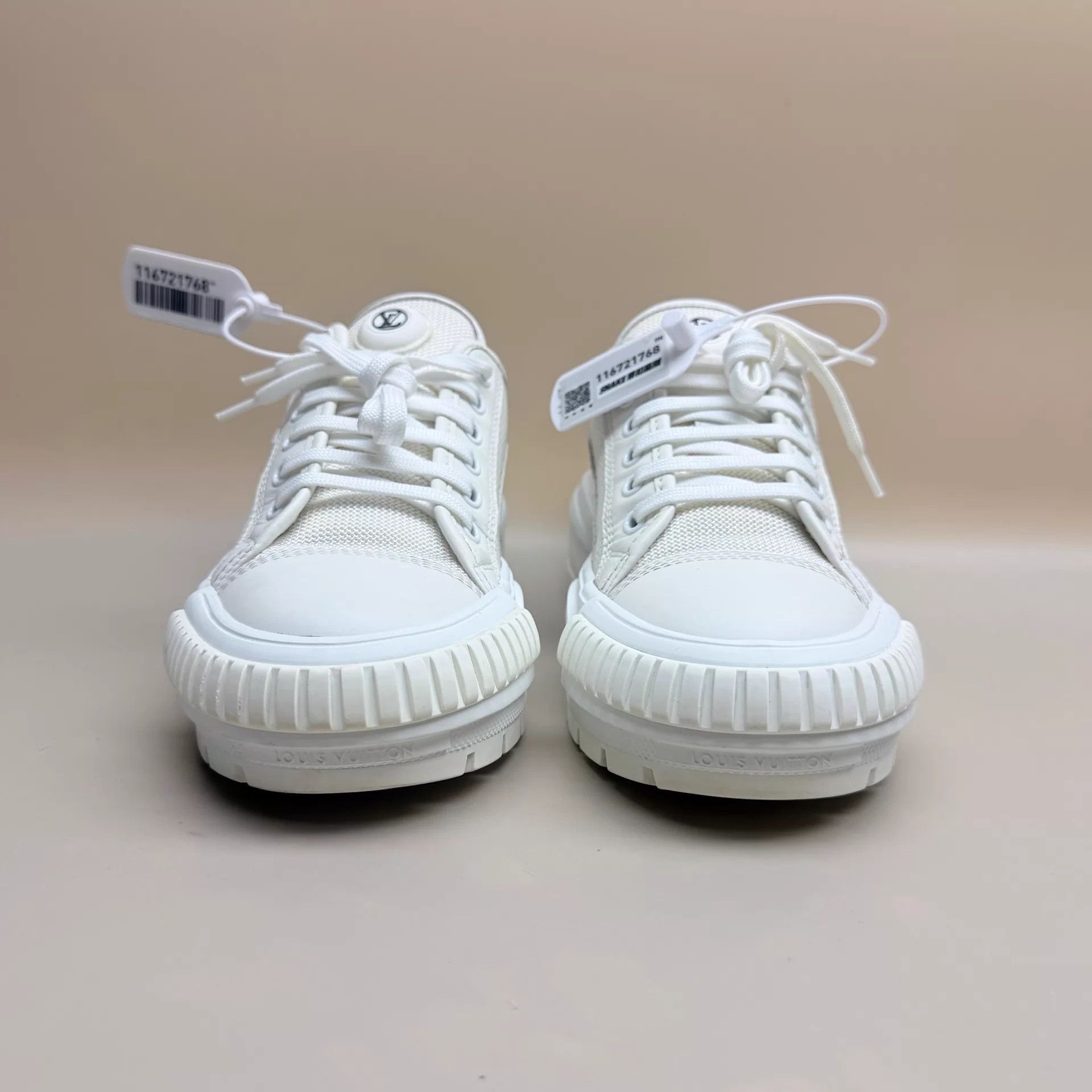 Louis Vuitton LV Monogram White Brown Biscuit Sneakers 36.5 99 New Size US 6 / IT 36 - 2 Thumbnail