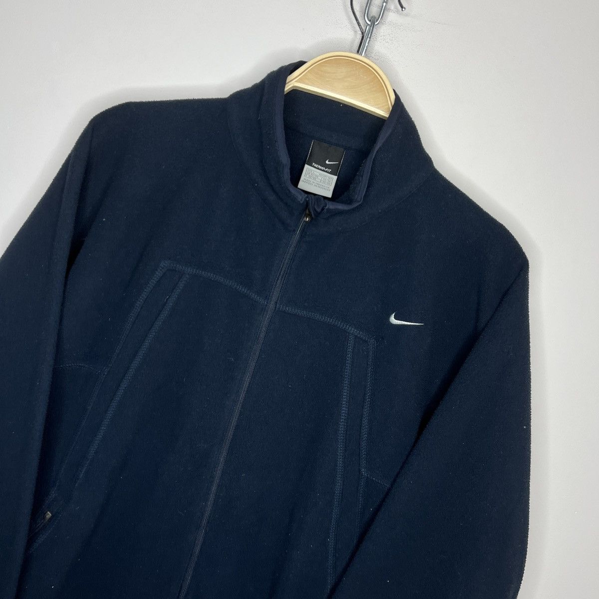Nike × Vintage Vintage Y2K Nike Zip Fleece Jacket Navy Swoosh Logo 90s Size US L / EU 52-54 / 3 - 5 Thumbnail