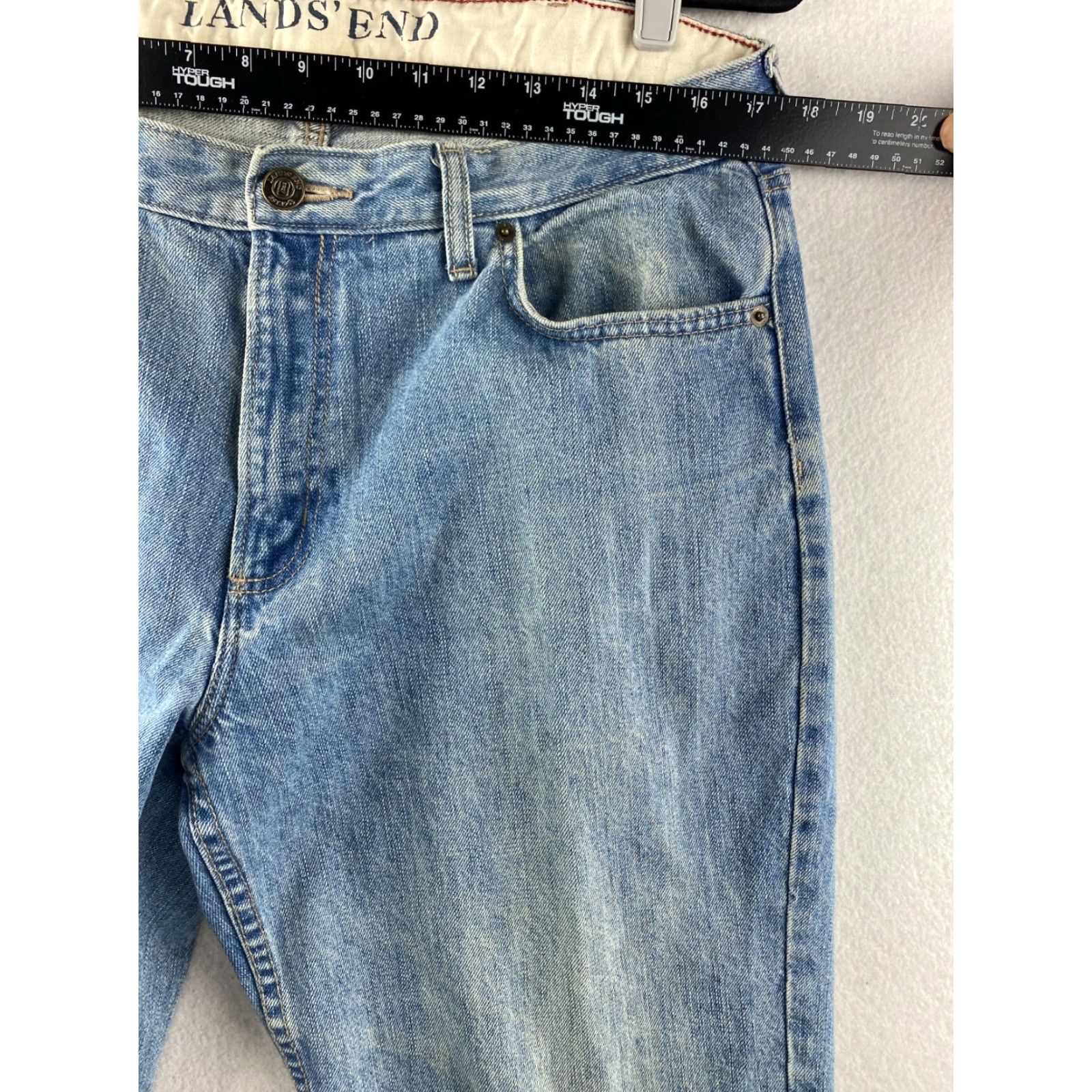 Lands' End Lands' End Jeans Mens 35 x 29 Blue Denim Straight Regular Rise Mid Belt Loops 5-Pocket Design Casual Pant Size US 35 - 3 Thumbnail