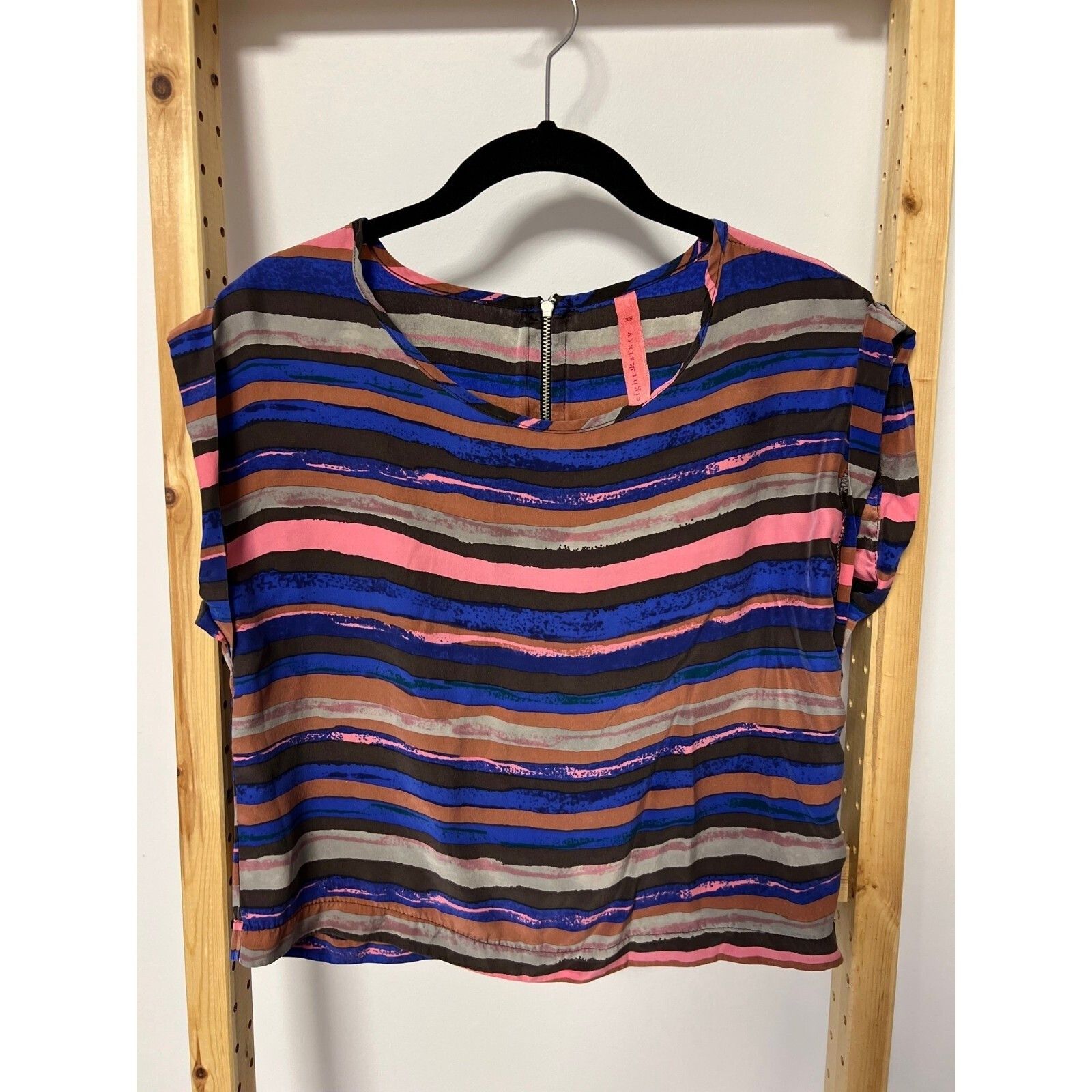 Other Eight Sixty Striped Silk Cuffed Top ( XS ) Size XS / US 0-2 / IT 36-38 - 1 Thumbnail