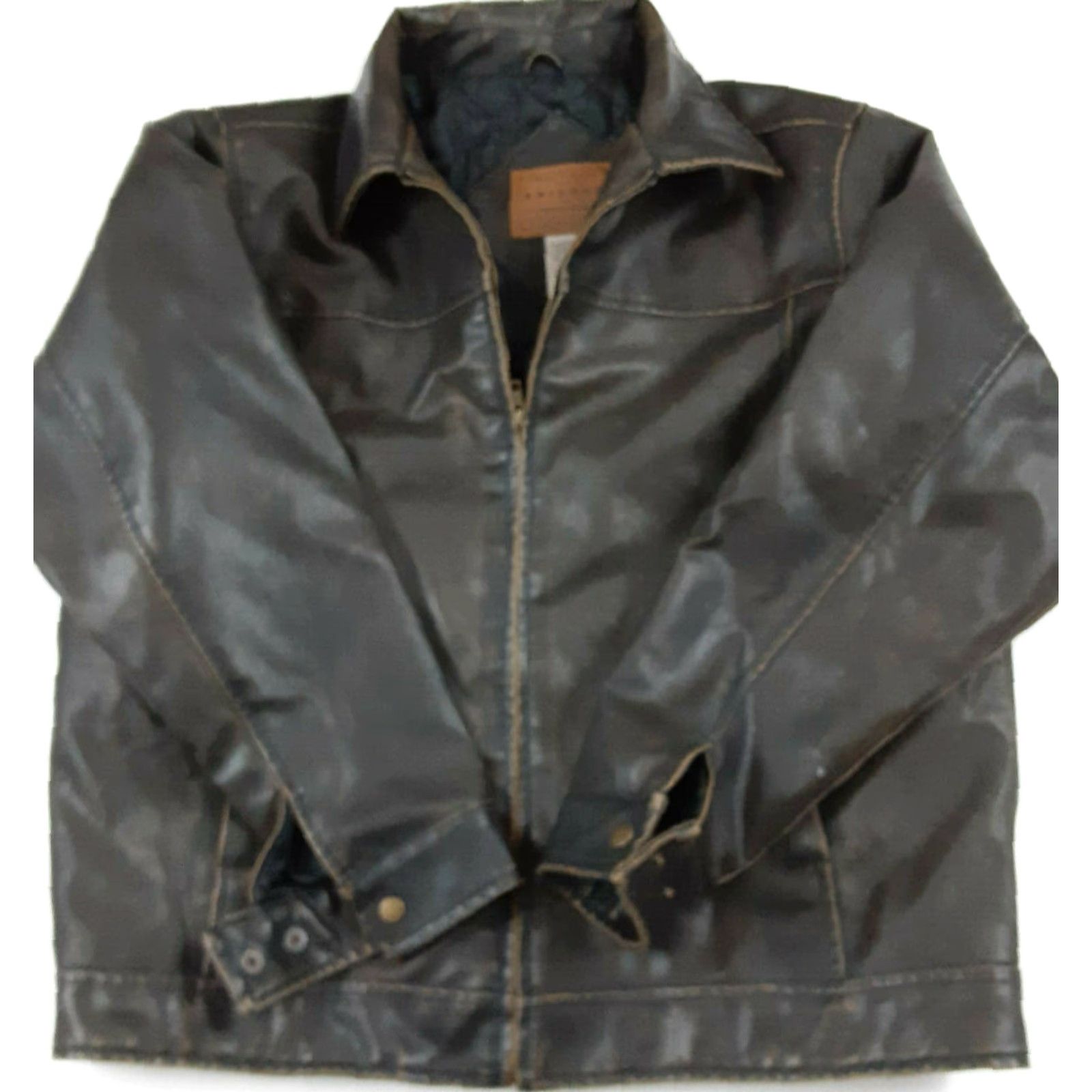 Vintage VINTAGE Arizona Leather Jacket Main Selling Point Motorcycle Jacket Brown L Mens L Brown Zipper Distressed Faux Leather 27in Long 25in Pit to Pit Size US L / EU 52-54 / 3 - 4 Thumbnail