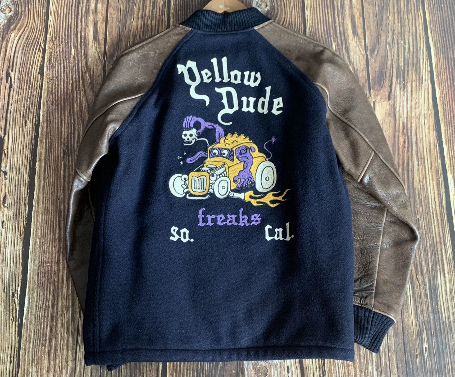 Japanese Brand bootleggers cotton jacket with leather sleeves Size US L / EU 52-54 / 3 - 1 Thumbnail