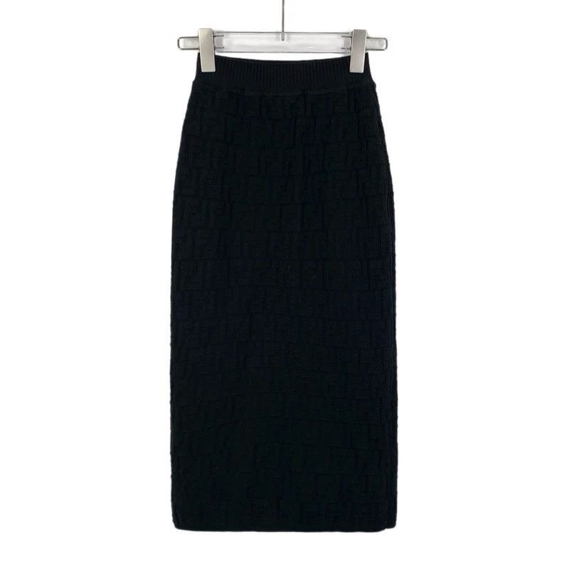 Fendi Fendi Black Logo Knit Midi Skirt Size US 38 / EU 54 - 2 Thumbnail