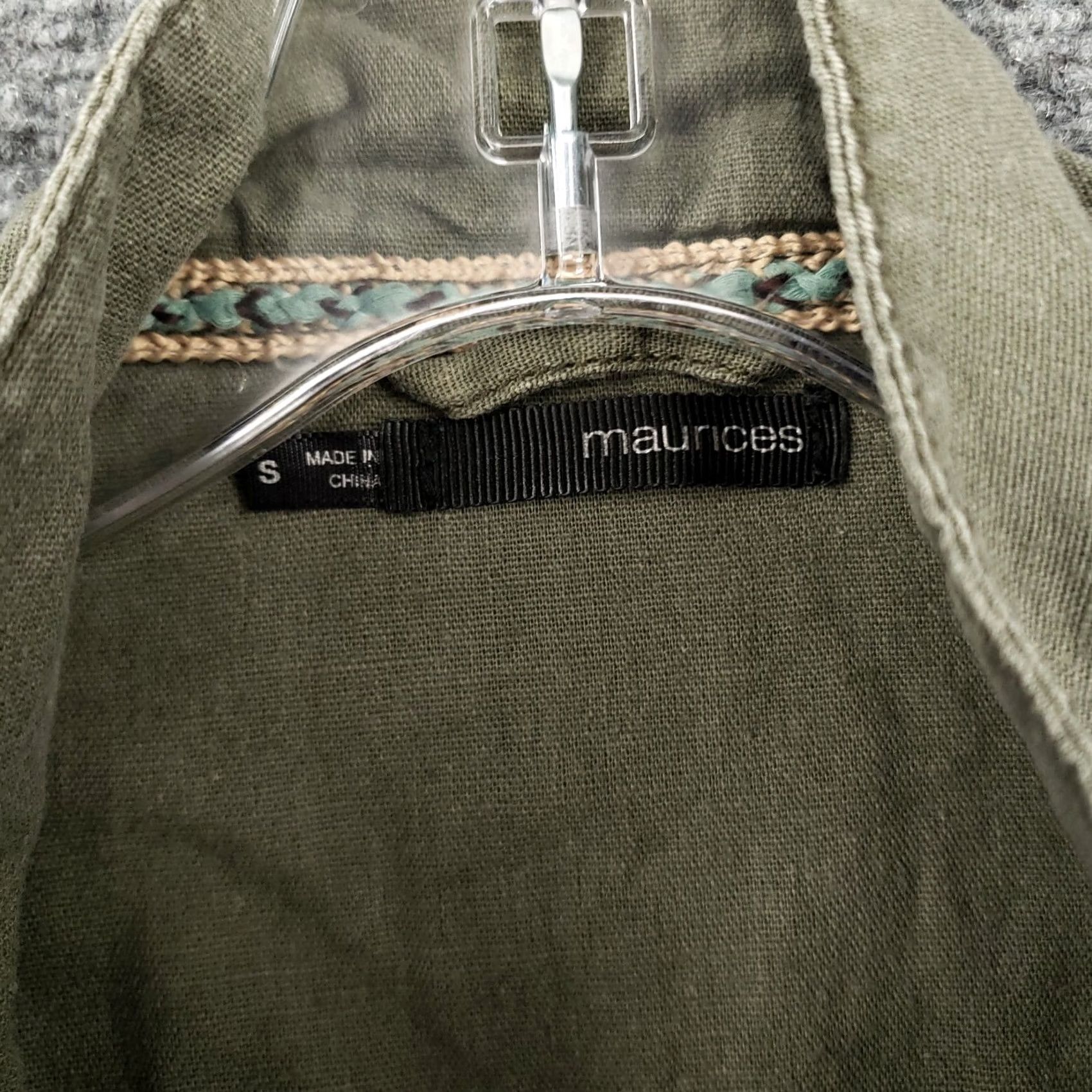 Vintage Maurices Jacket Womens S Green Anorak Full Zip Long Sleeve Eyelet Trim Pockets Casual Size S / US 4 / IT 40 - 3 Thumbnail