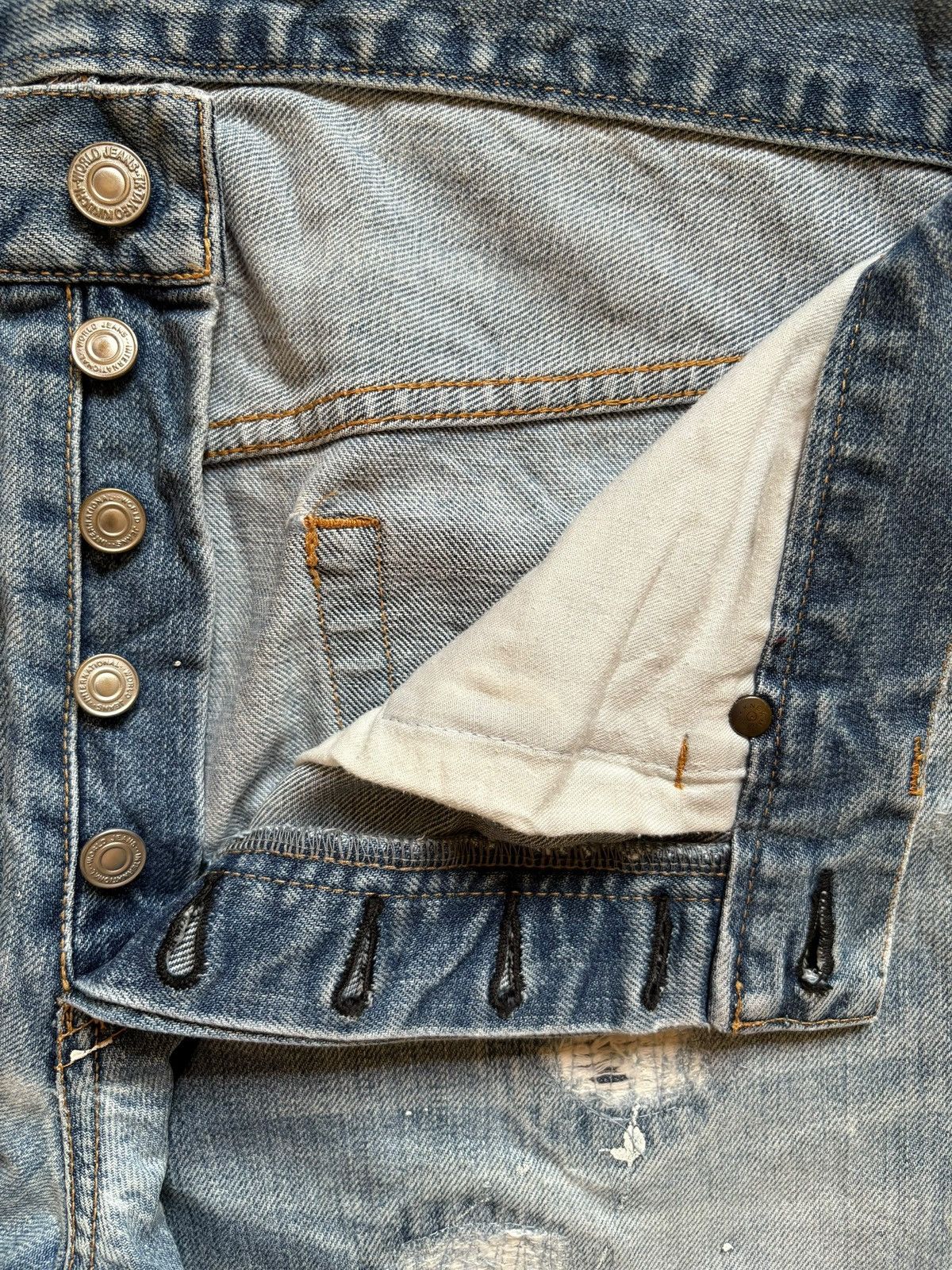 Designer × Japanese Brand × Takeo Kikuchi Vintage Japanese Takeo Kikuchi Painted Distress Baggy Jeans Size US 33 - 3 Thumbnail