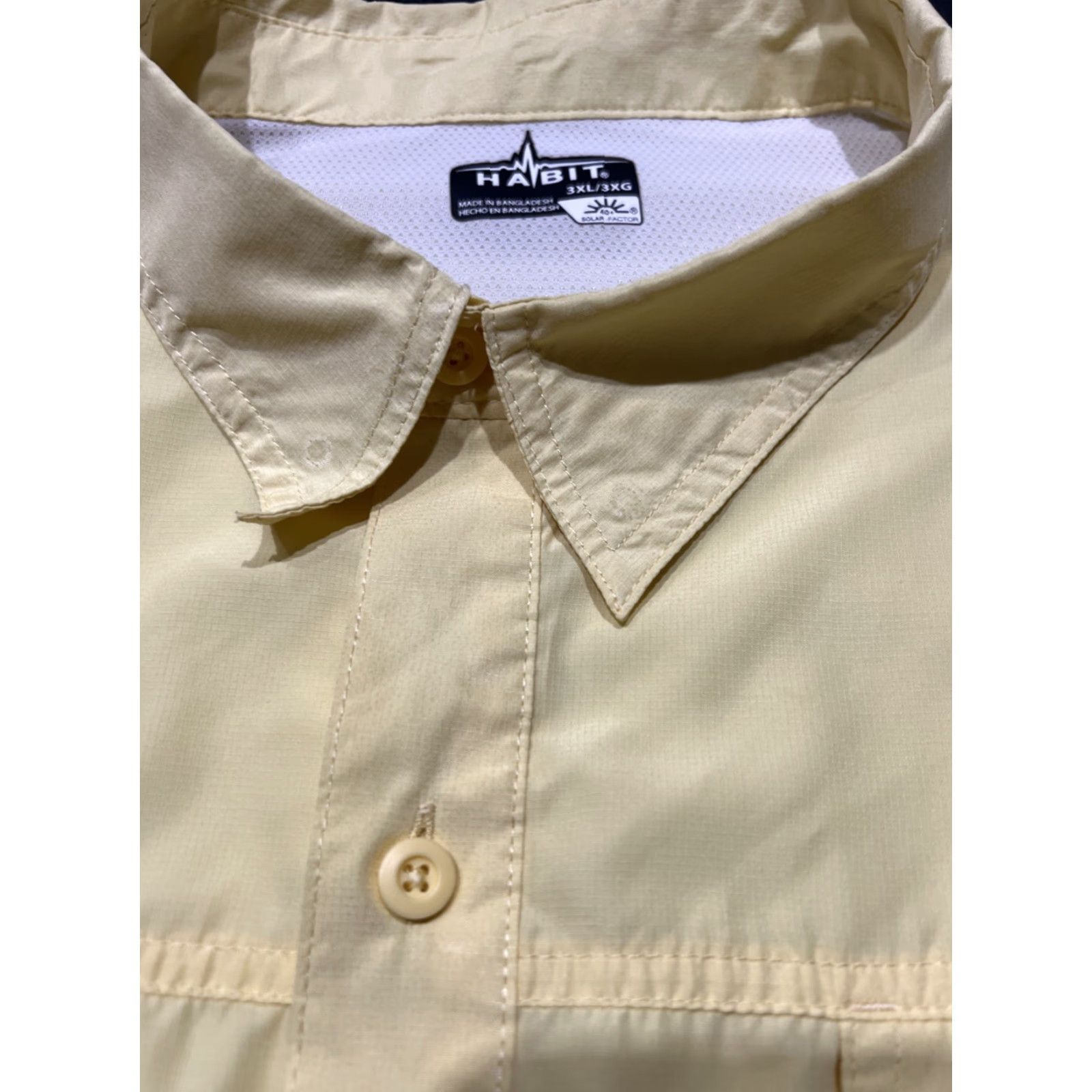 Habitat Habit Men's 3XL Yellow Short Sleeve Fishing Shirt Solar Factor UPF 40+ Button-Up Casual Size US XXL / EU 58 / 5 - 6 Thumbnail