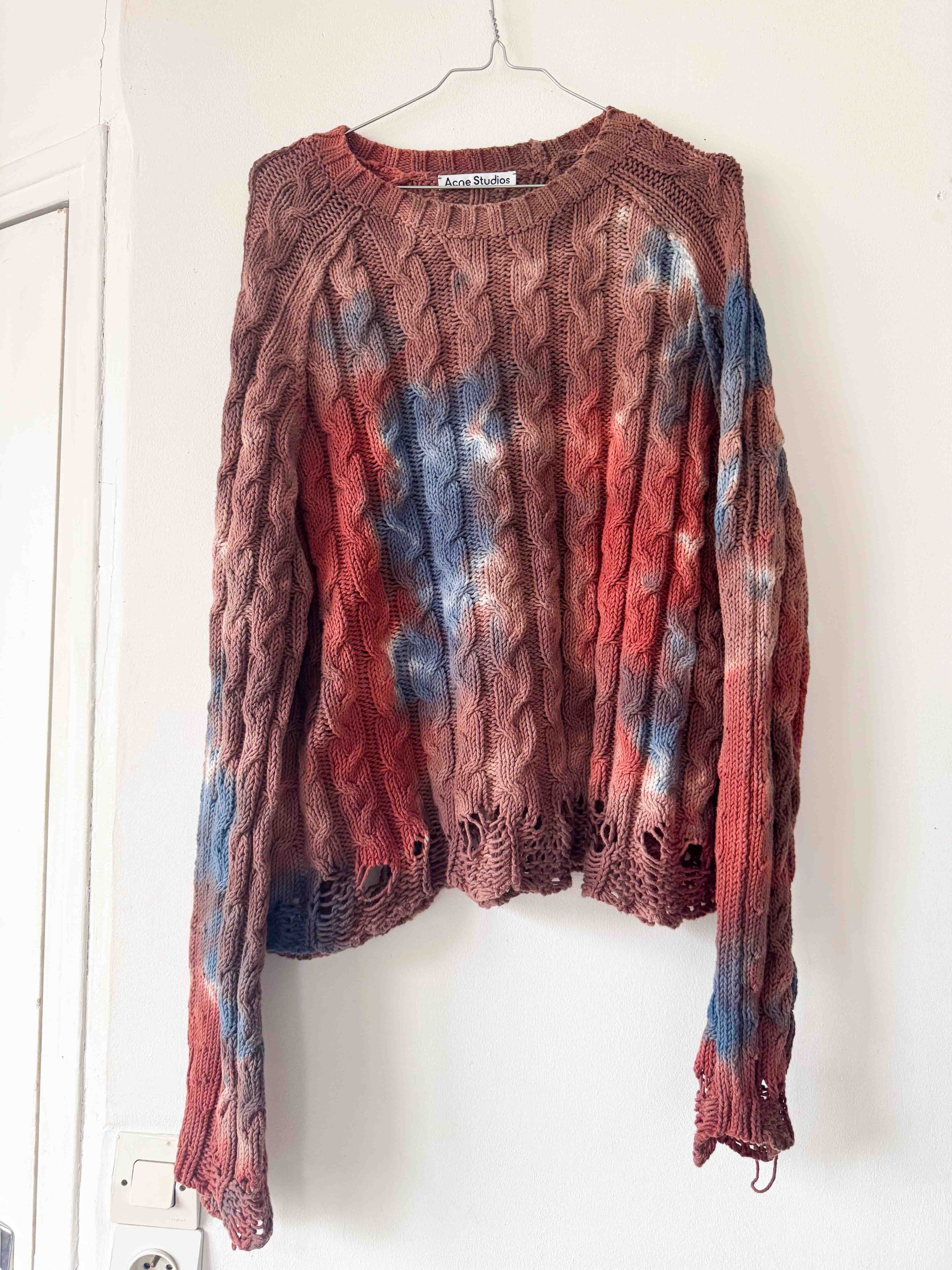 Acne Studios Acne Tie Dye Cable Knit Sweater Size US L / EU 52-54 / 3 - 1 Thumbnail