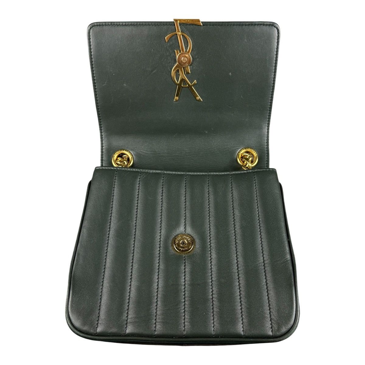 Saint Laurent Paris SAINT LAURENT 2018 Lambskin Vicky Chain Green Crossbody Bag Size ONE SIZE - 8 Thumbnail