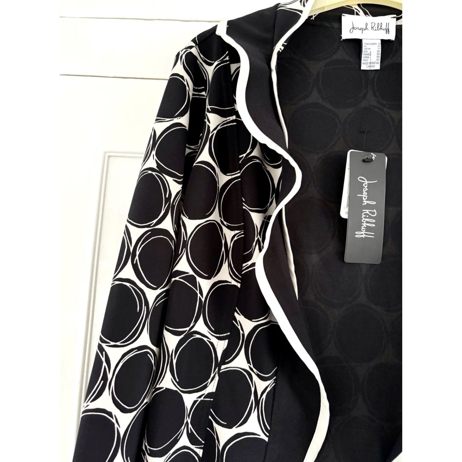 Joseph Ribkoff Joseph Ribkoff Jersey Blazer Jacket Womens UK 10 Black Beige Open Front Circles New With Tags Size L / US 10 / IT 46 - 3 Thumbnail