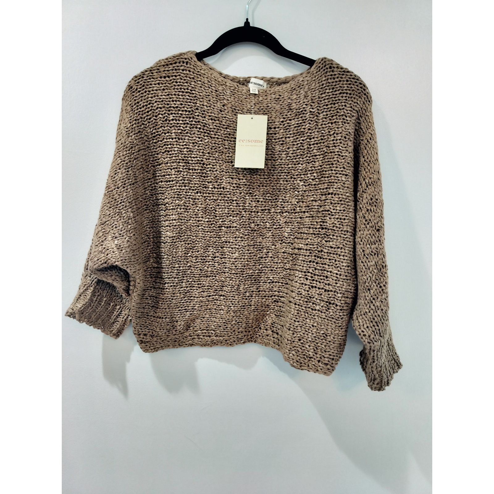 Other Brown Cropped Sweater Loose Knit Oversized Drop Shoulder S/M Size S / US 4 / IT 40 - 1 Thumbnail