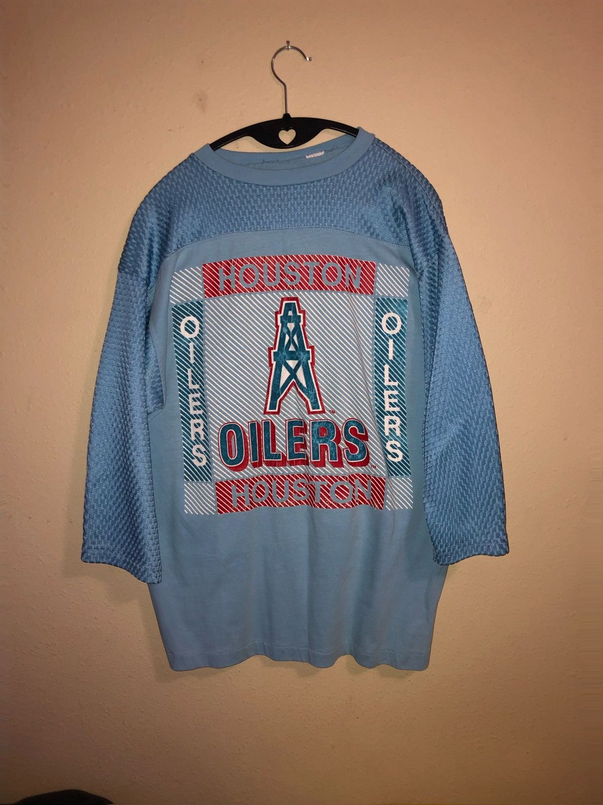 NFL Rare Vintage 1990s Houston Oilers mesh velvet jersey texas Size US L / EU 52-54 / 3 - 7 Thumbnail