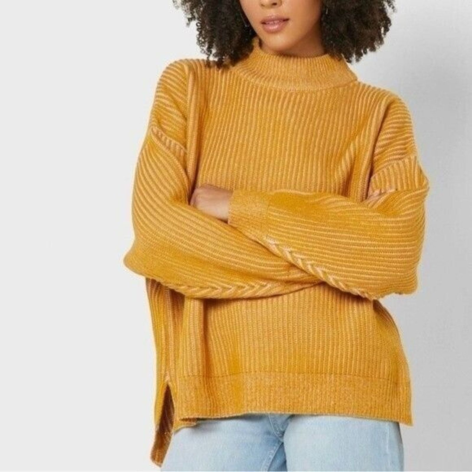 Topshop Top Shop Sweater Womens 4/6 NWT MockNeck Oversized Yellow Size S / US 4 / IT 40 - 2 Thumbnail